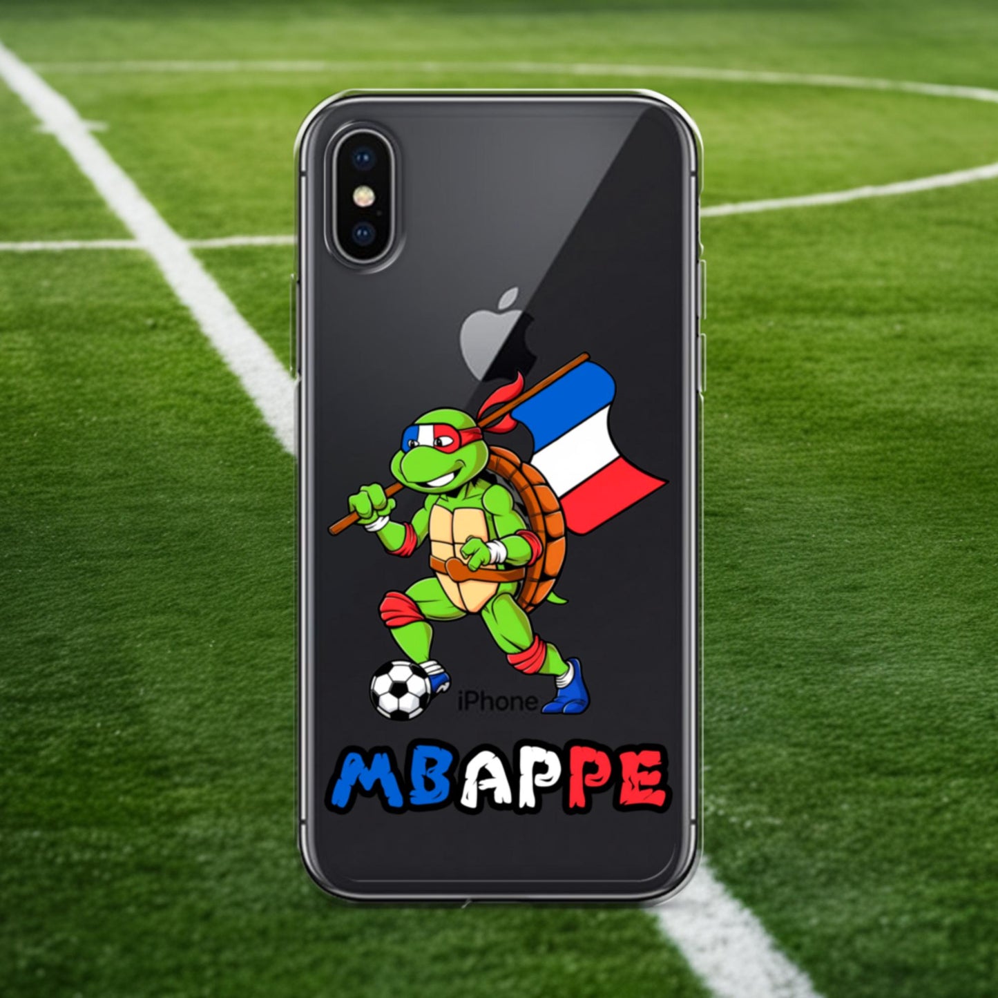 Kylian Mbappe Ninja Turtle Funny Football Euro 2024 France Soccer Clear Case for iPhone iPhone X XS Mobile Phone Cases Football Kylian Mbappe Ninja Turtles Real Madrid Next Cult Brand