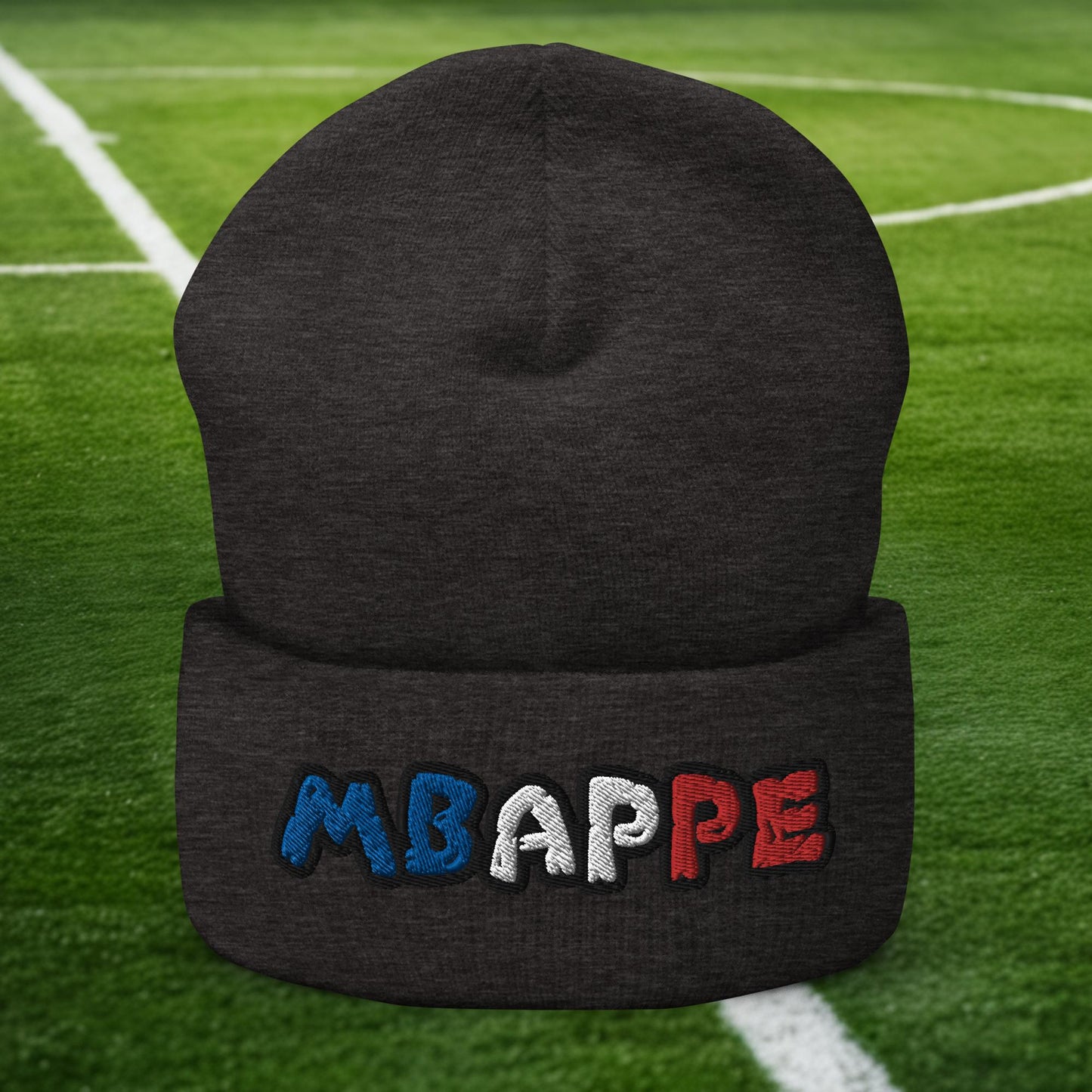Kylian Mbappe Ninja Turtle Funny Football Euro 2024 France Soccer Cuffed Beanie Dark Grey Hats Football Kylian Mbappe Ninja Turtles Real Madrid Next Cult Brand