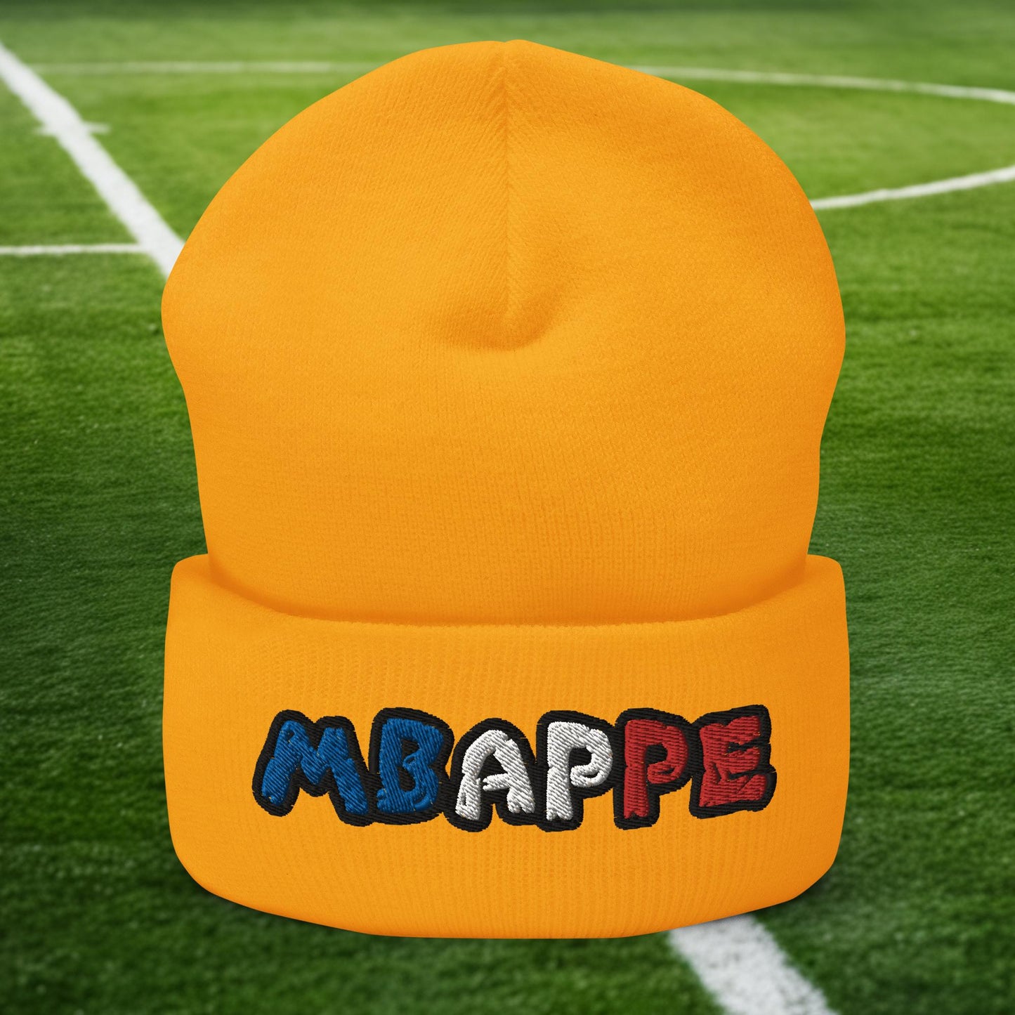 Kylian Mbappe Ninja Turtle Funny Football Euro 2024 France Soccer Cuffed Beanie Gold Hats Football Kylian Mbappe Ninja Turtles Real Madrid Next Cult Brand