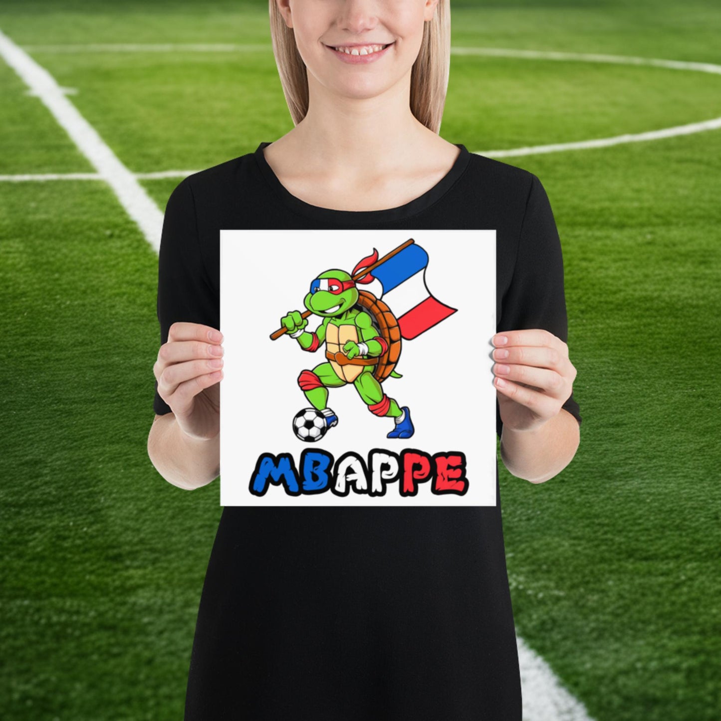 Kylian Mbappe Ninja Turtle Funny Football Euro 2024 France Soccer Poster 10″×10″ Posters Football Kylian Mbappe Ninja Turtles Real Madrid Next Cult Brand