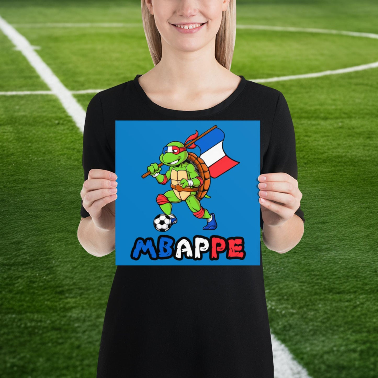Kylian Mbappe Ninja Turtle Funny Football Euro 2024 France Soccer Poster 10″×10″ Posters Football Kylian Mbappe Ninja Turtles Real Madrid Next Cult Brand