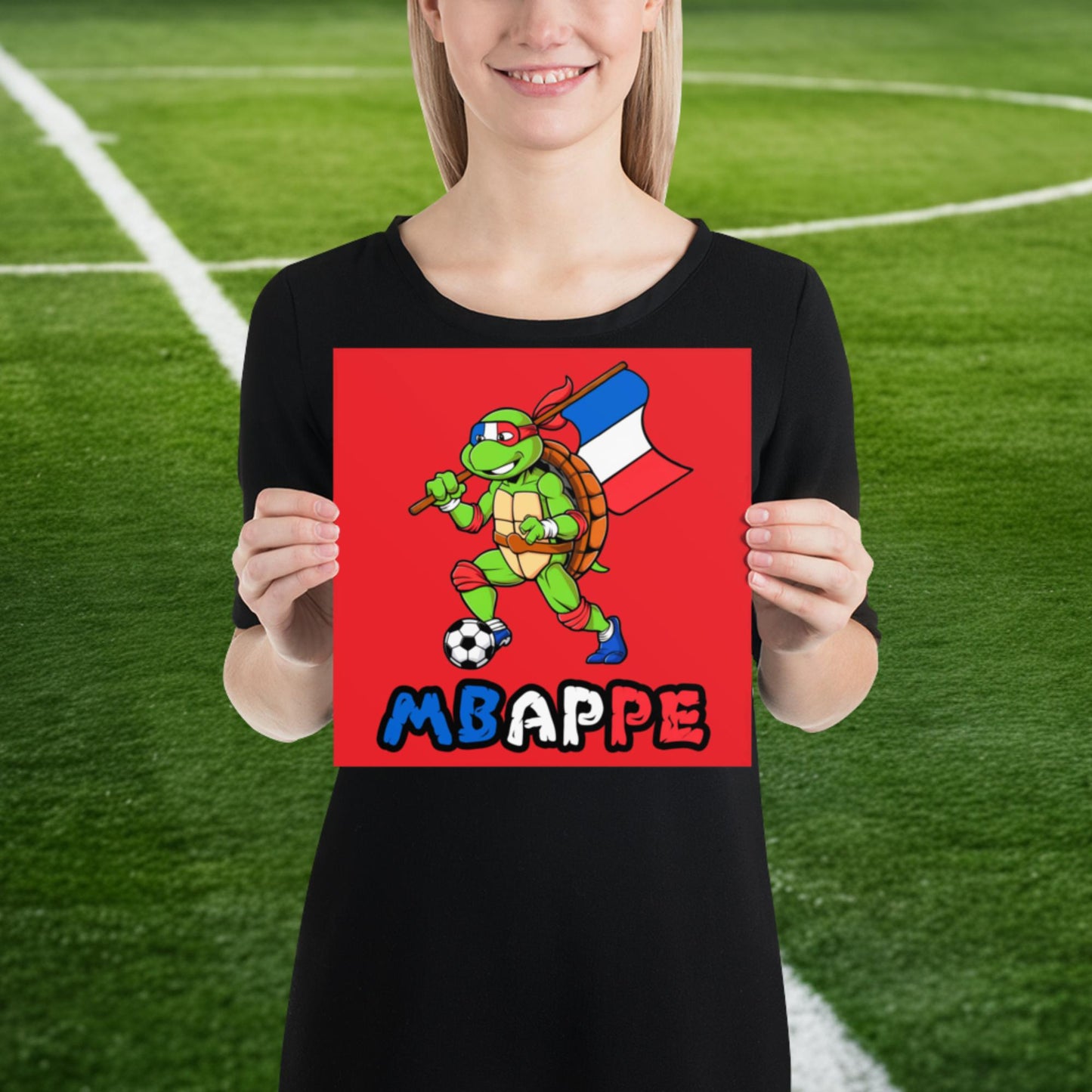 Kylian Mbappe Ninja Turtle Funny Football Euro 2024 France Soccer Poster 10″×10″ Posters Football Kylian Mbappe Ninja Turtles Real Madrid Next Cult Brand