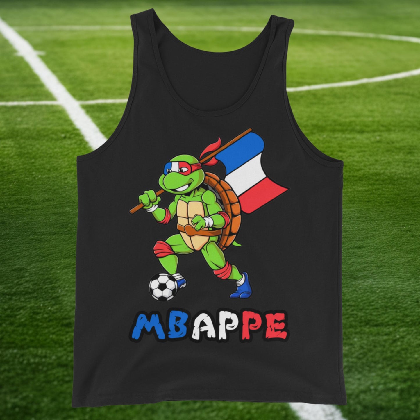 Kylian Mbappe Ninja Turtle Funny Football Euro 2024 France Soccer Tank Top Black Tank Tops Football Kylian Mbappe Ninja Turtles Real Madrid Next Cult Brand
