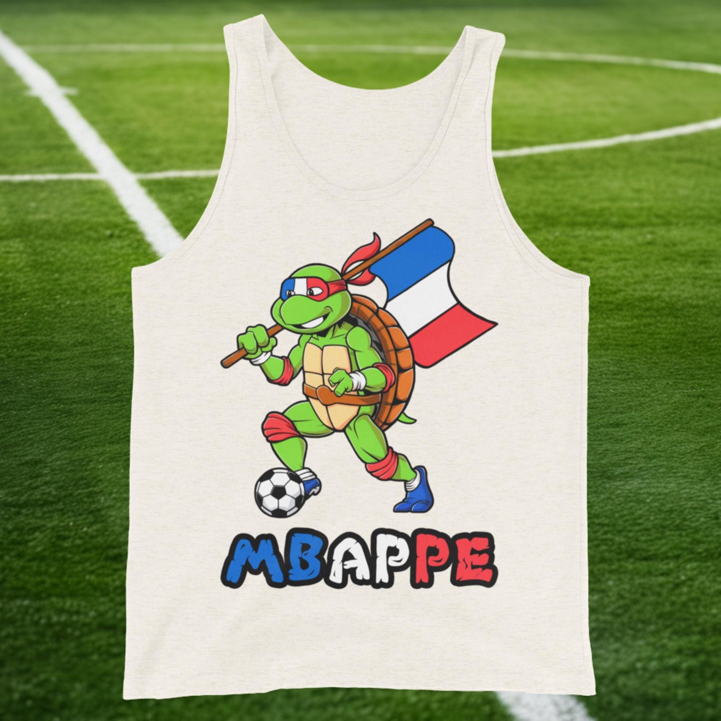 Kylian Mbappe Ninja Turtle Funny Football Euro 2024 France Soccer Tank Top Oatmeal Triblend Tank Tops Football Kylian Mbappe Ninja Turtles Real Madrid Next Cult Brand
