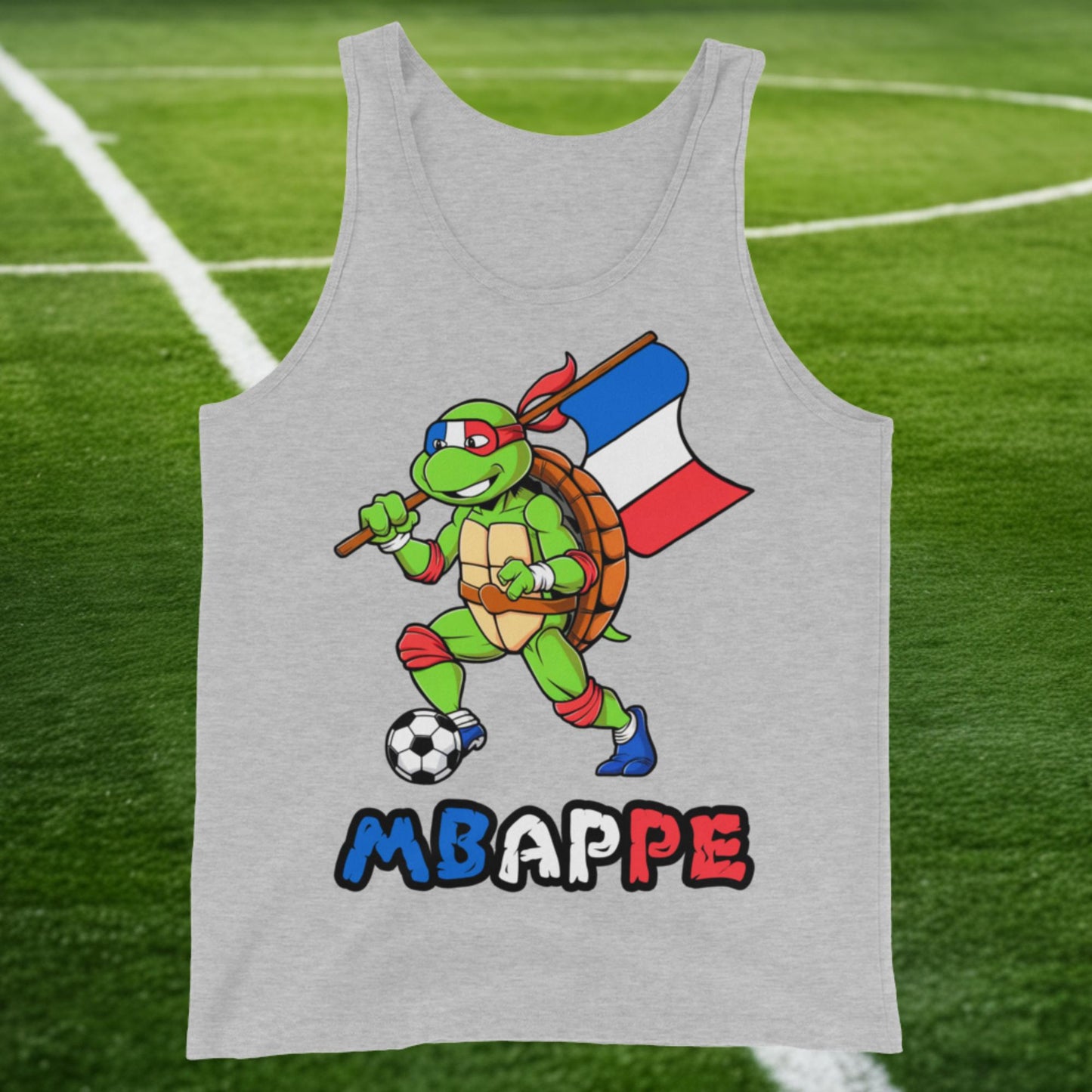 Kylian Mbappe Ninja Turtle Funny Football Euro 2024 France Soccer Tank Top Athletic Heather Tank Tops Football Kylian Mbappe Ninja Turtles Real Madrid Next Cult Brand