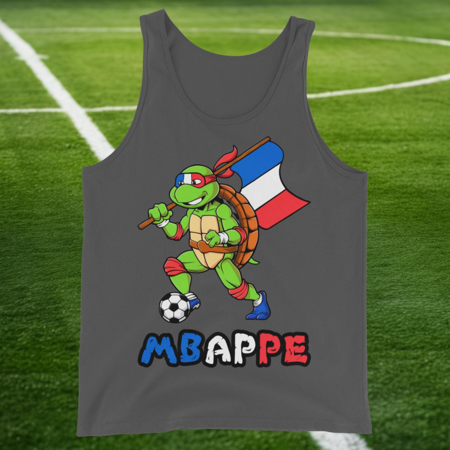 Kylian Mbappe Ninja Turtle Funny Football Euro 2024 France Soccer Tank Top Asphalt Tank Tops Football Kylian Mbappe Ninja Turtles Real Madrid Next Cult Brand