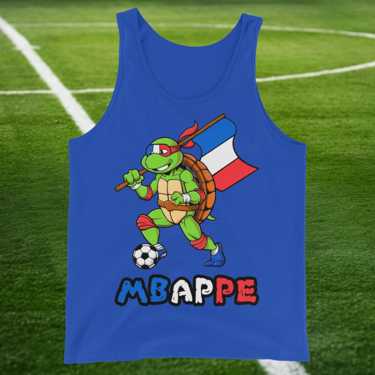 Kylian Mbappe Ninja Turtle Funny Football Euro 2024 France Soccer Tank Top True Royal Tank Tops Football Kylian Mbappe Ninja Turtles Real Madrid Next Cult Brand