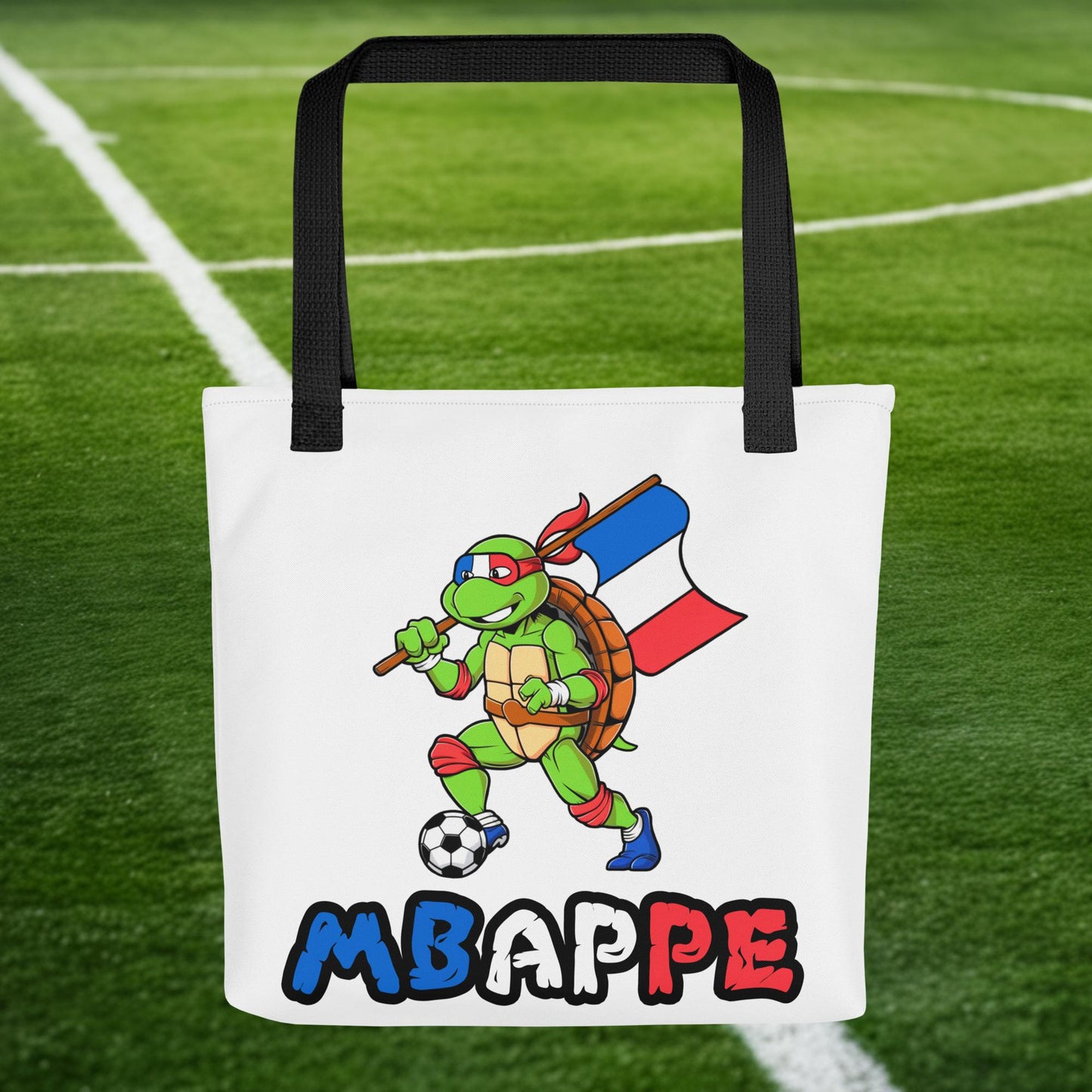 Kylian Mbappe Ninja Turtle Funny Football Euro 2024 France Soccer Tote bag Default Title Bags Football Kylian Mbappe Ninja Turtles Real Madrid Next Cult Brand