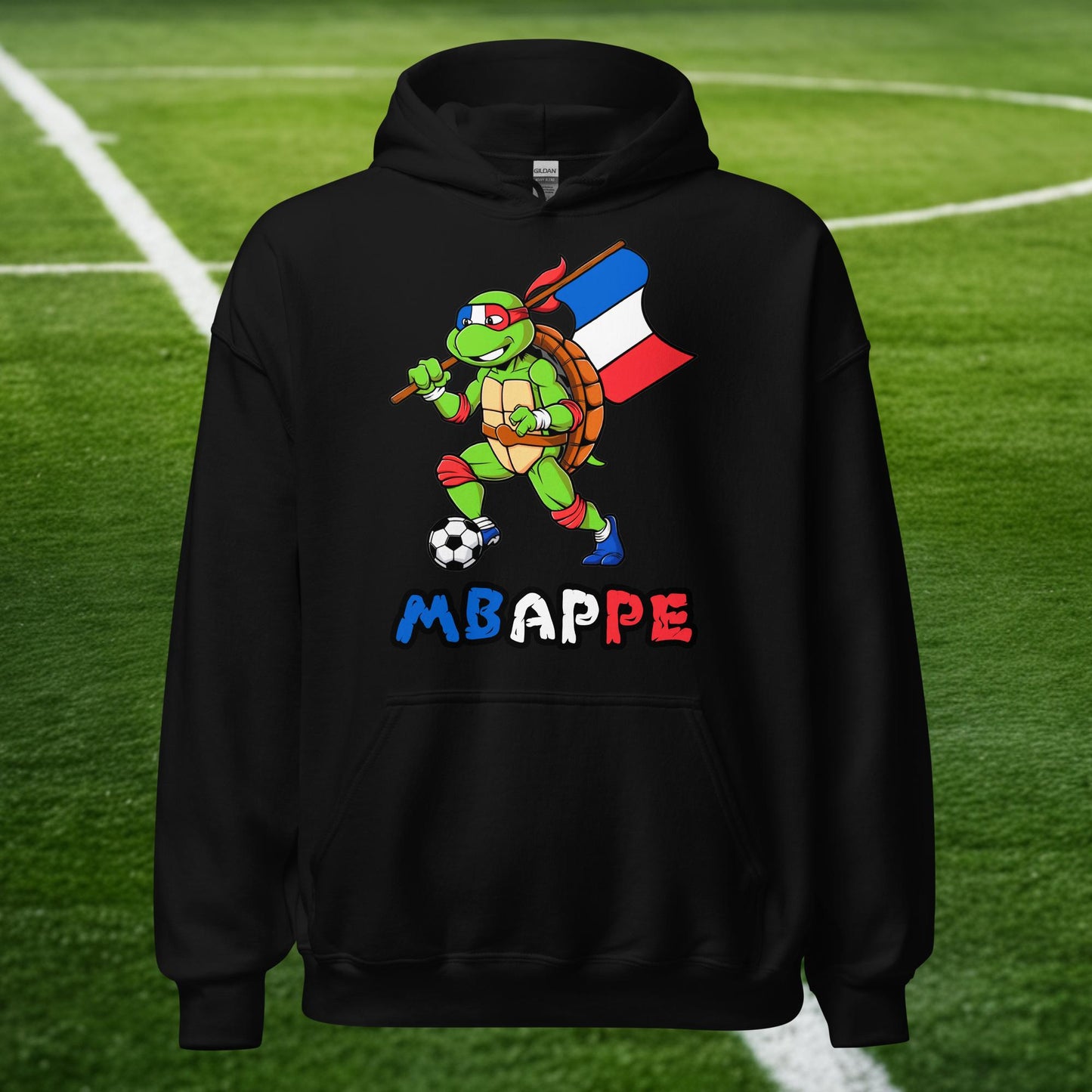 Kylian Mbappe Ninja Turtle Funny Football Euro 2024 France Soccer Unisex Hoodie Black Hoodies Football Kylian Mbappe Ninja Turtles Real Madrid Next Cult Brand