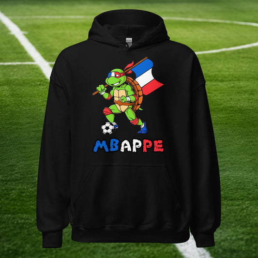 Kylian Mbappe Ninja Turtle Funny Football Euro 2024 France Soccer Unisex Hoodie Black Hoodies Football Kylian Mbappe Ninja Turtles Real Madrid Next Cult Brand