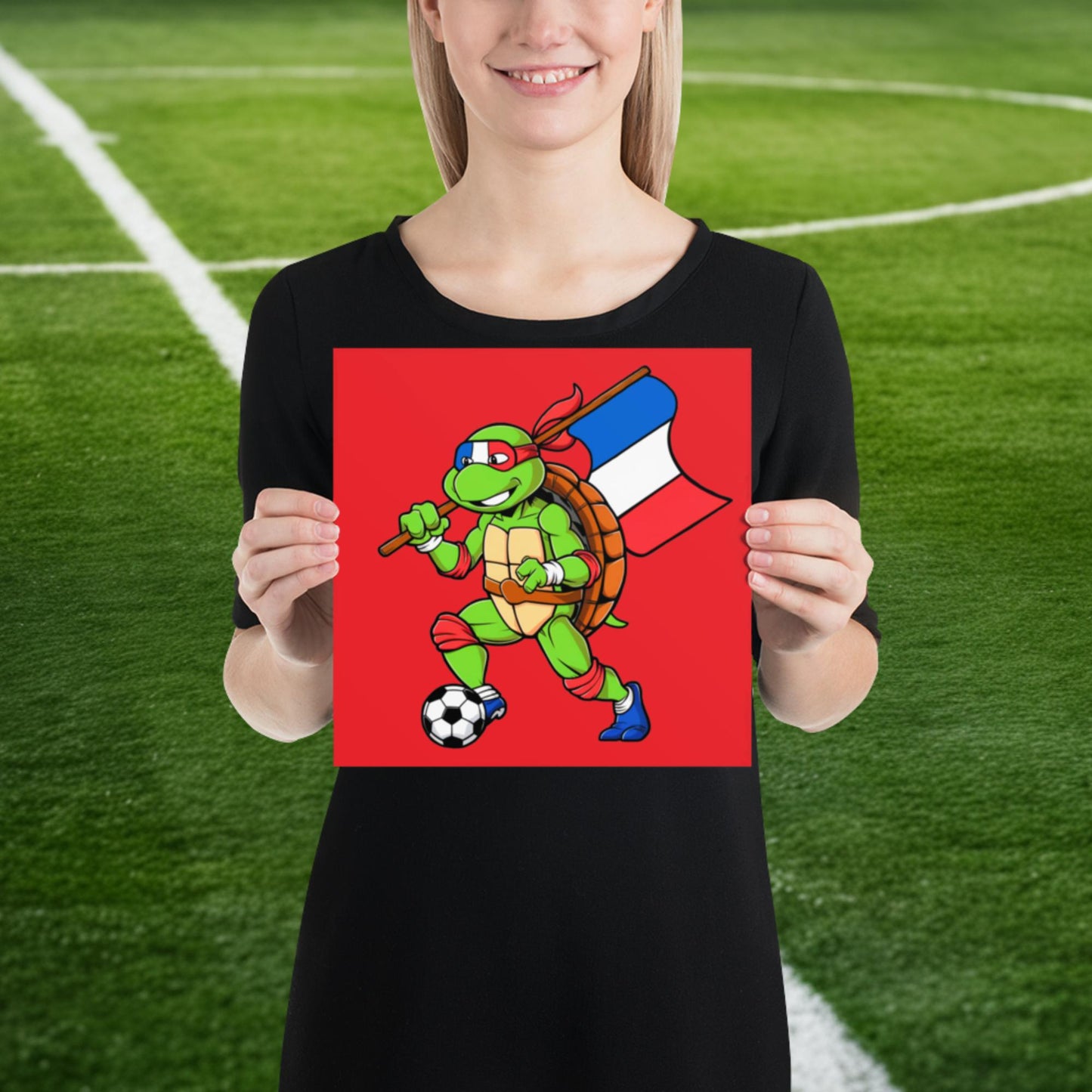 Kylian Mbappe Ninja Turtle Funny Soccer Euro 2024 France Football Poster 10″×10″ Posters Football Kylian Mbappe Ninja Turtles Real Madrid Next Cult Brand