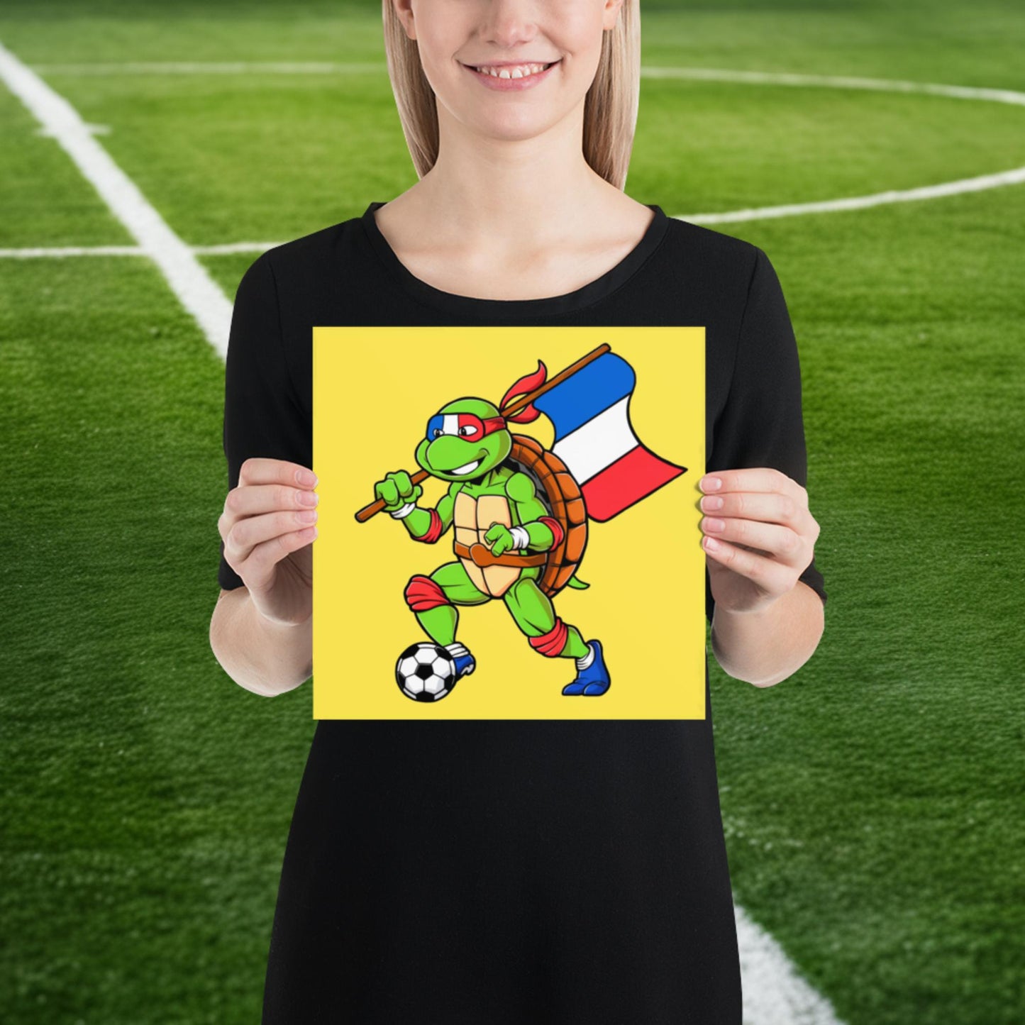 Kylian Mbappe Ninja Turtle Funny Soccer Euro 2024 France Football Poster 10″×10″ Posters Football Kylian Mbappe Ninja Turtles Real Madrid Next Cult Brand