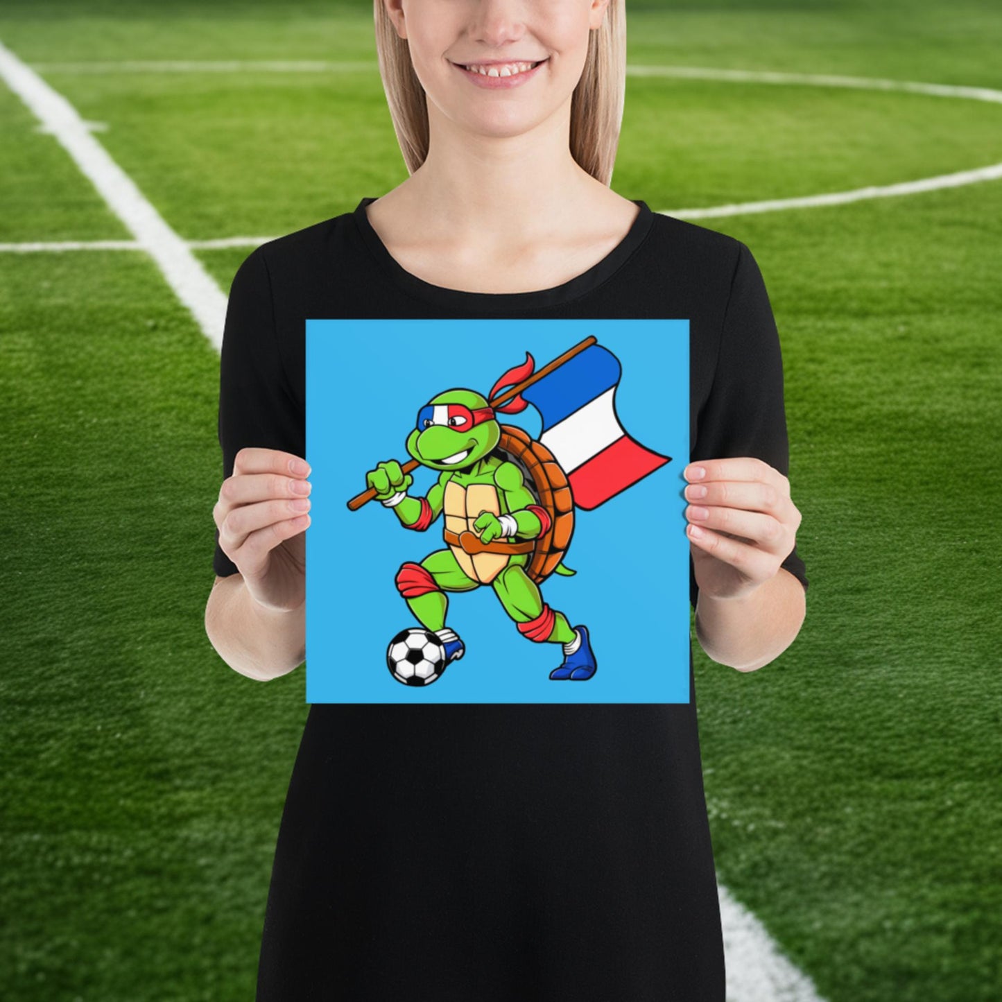 Kylian Mbappe Ninja Turtle Funny Soccer Euro 2024 France Football Poster 10″×10″ Posters Football Kylian Mbappe Ninja Turtles Real Madrid Next Cult Brand