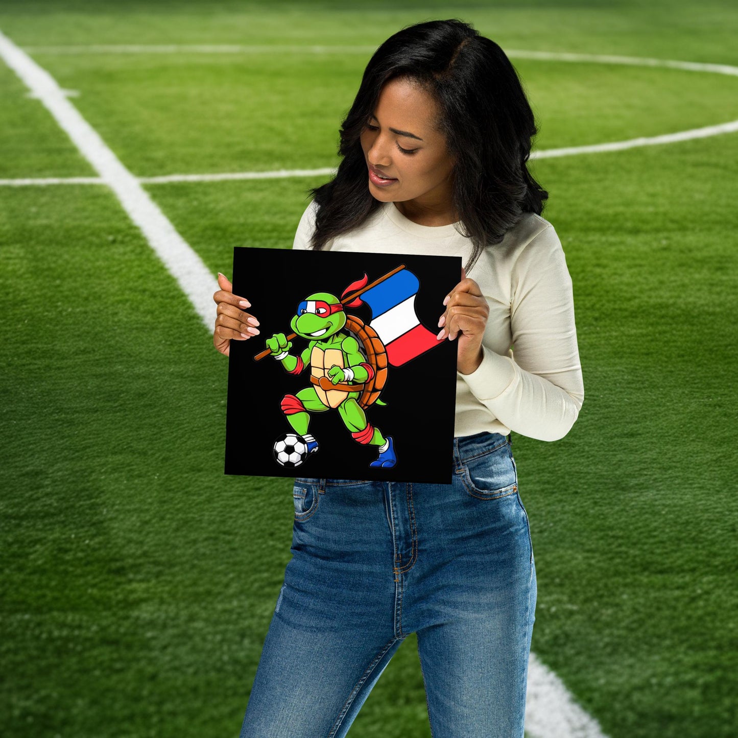Kylian Mbappe Ninja Turtle Funny Soccer Euro 2024 France Football Poster 10″×10″ Posters Football Kylian Mbappe Ninja Turtles Real Madrid Next Cult Brand
