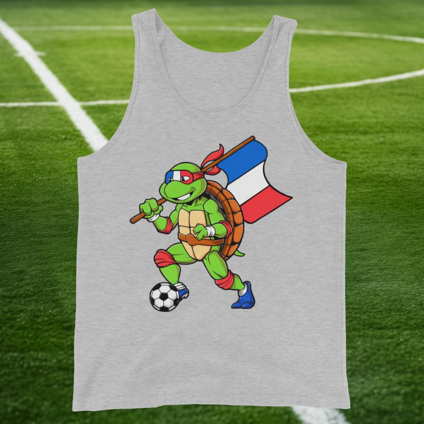 Kylian Mbappe Ninja Turtle Funny Soccer Euro 2024 France Football Tank Top Athletic Heather Tank Tops Football Kylian Mbappe Ninja Turtles Real Madrid Next Cult Brand
