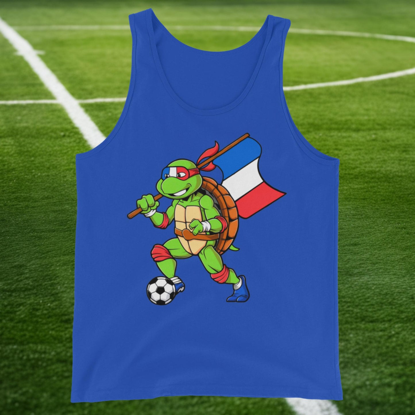 Kylian Mbappe Ninja Turtle Funny Soccer Euro 2024 France Football Tank Top True Royal Tank Tops Football Kylian Mbappe Ninja Turtles Real Madrid Next Cult Brand