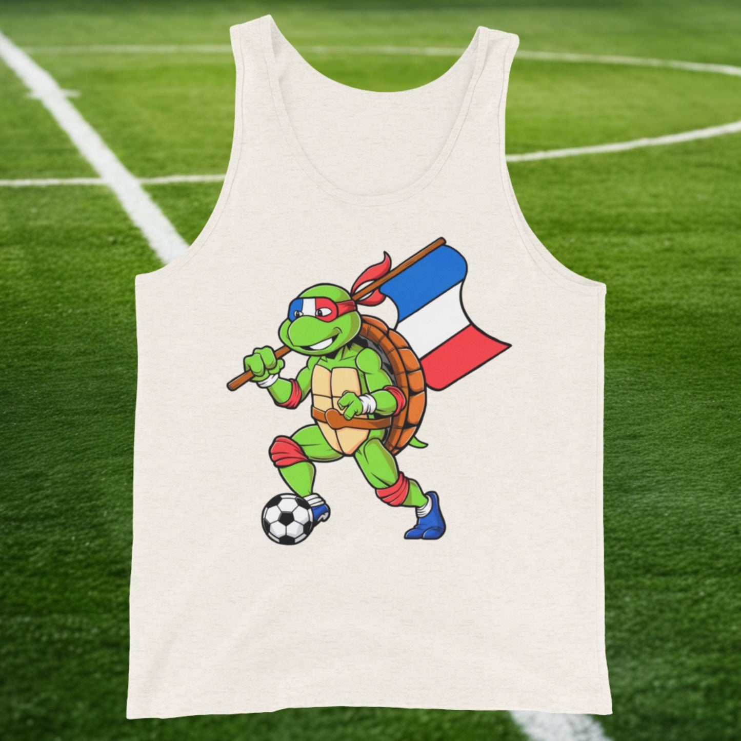 Kylian Mbappe Ninja Turtle Funny Soccer Euro 2024 France Football Tank Top Oatmeal Triblend Tank Tops Football Kylian Mbappe Ninja Turtles Real Madrid Next Cult Brand