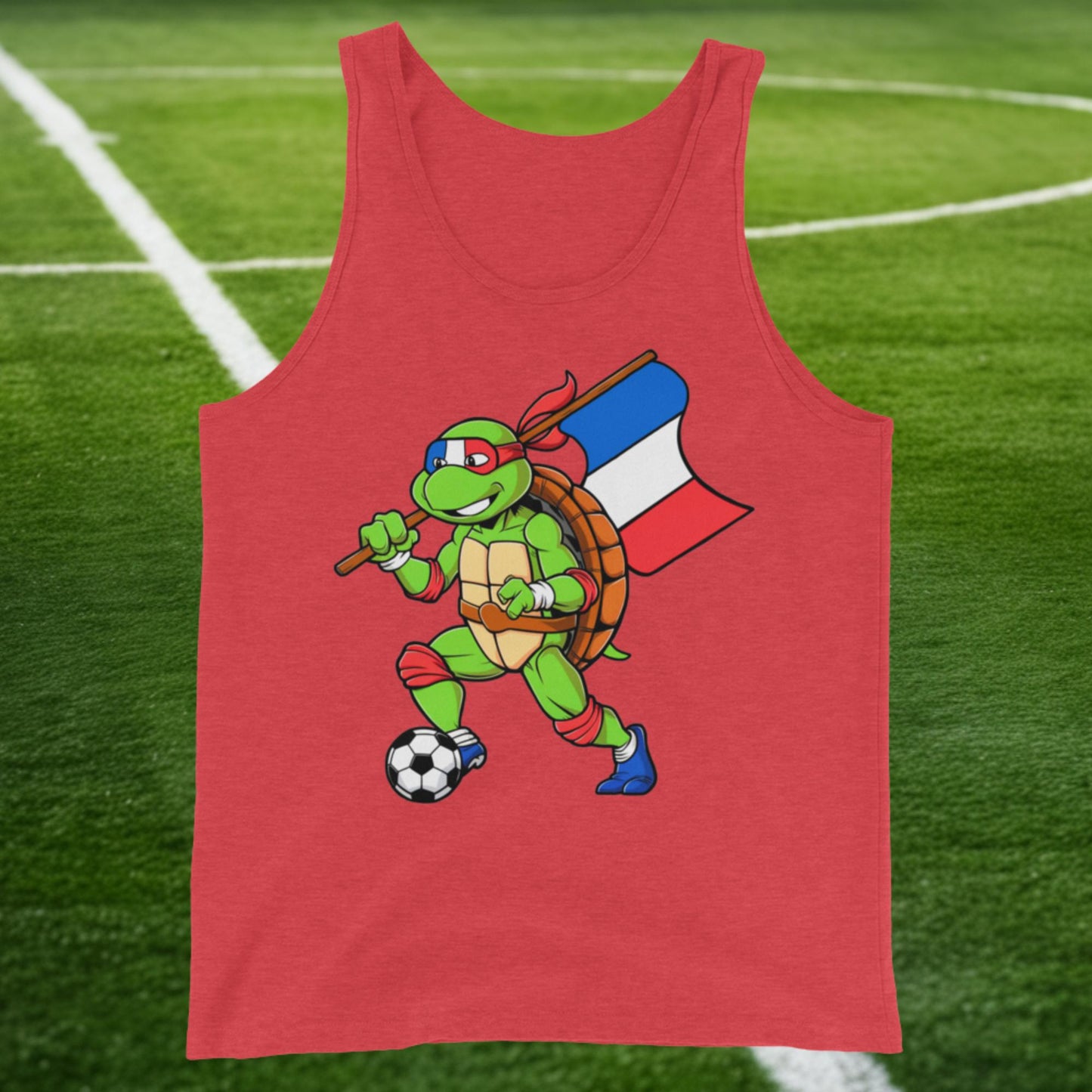 Kylian Mbappe Ninja Turtle Funny Soccer Euro 2024 France Football Tank Top Red Triblend Tank Tops Football Kylian Mbappe Ninja Turtles Real Madrid Next Cult Brand