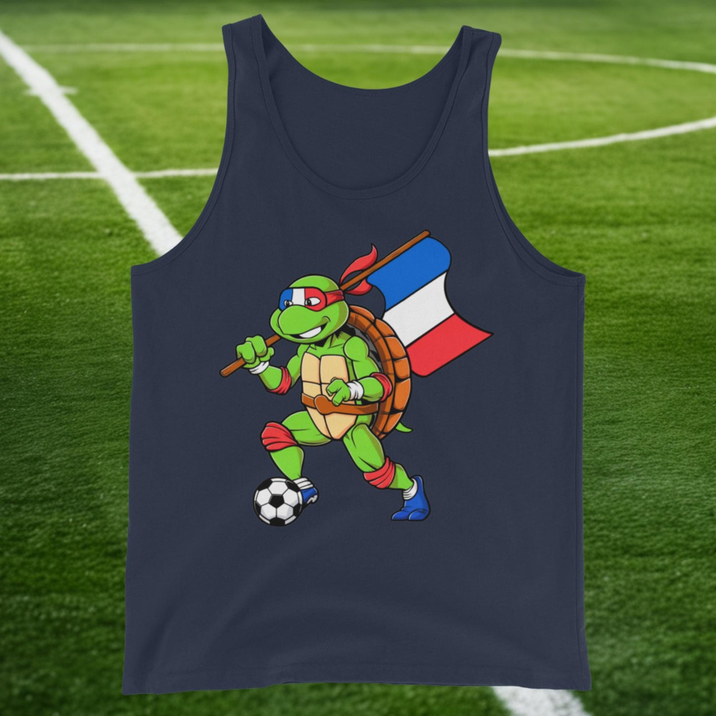 Kylian Mbappe Ninja Turtle Funny Soccer Euro 2024 France Football Tank Top Navy Tank Tops Football Kylian Mbappe Ninja Turtles Real Madrid Next Cult Brand