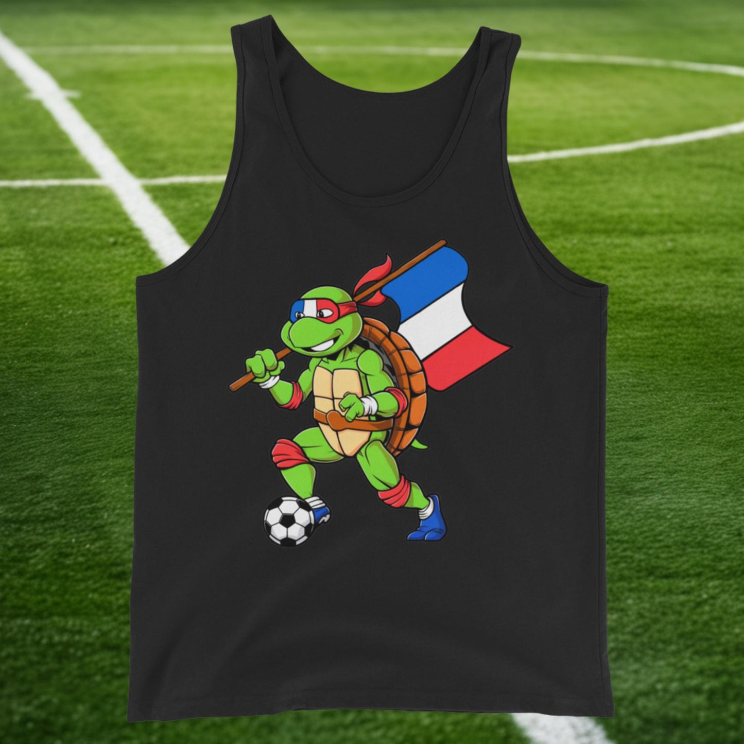 Kylian Mbappe Ninja Turtle Funny Soccer Euro 2024 France Football Tank Top Black Tank Tops Football Kylian Mbappe Ninja Turtles Real Madrid Next Cult Brand
