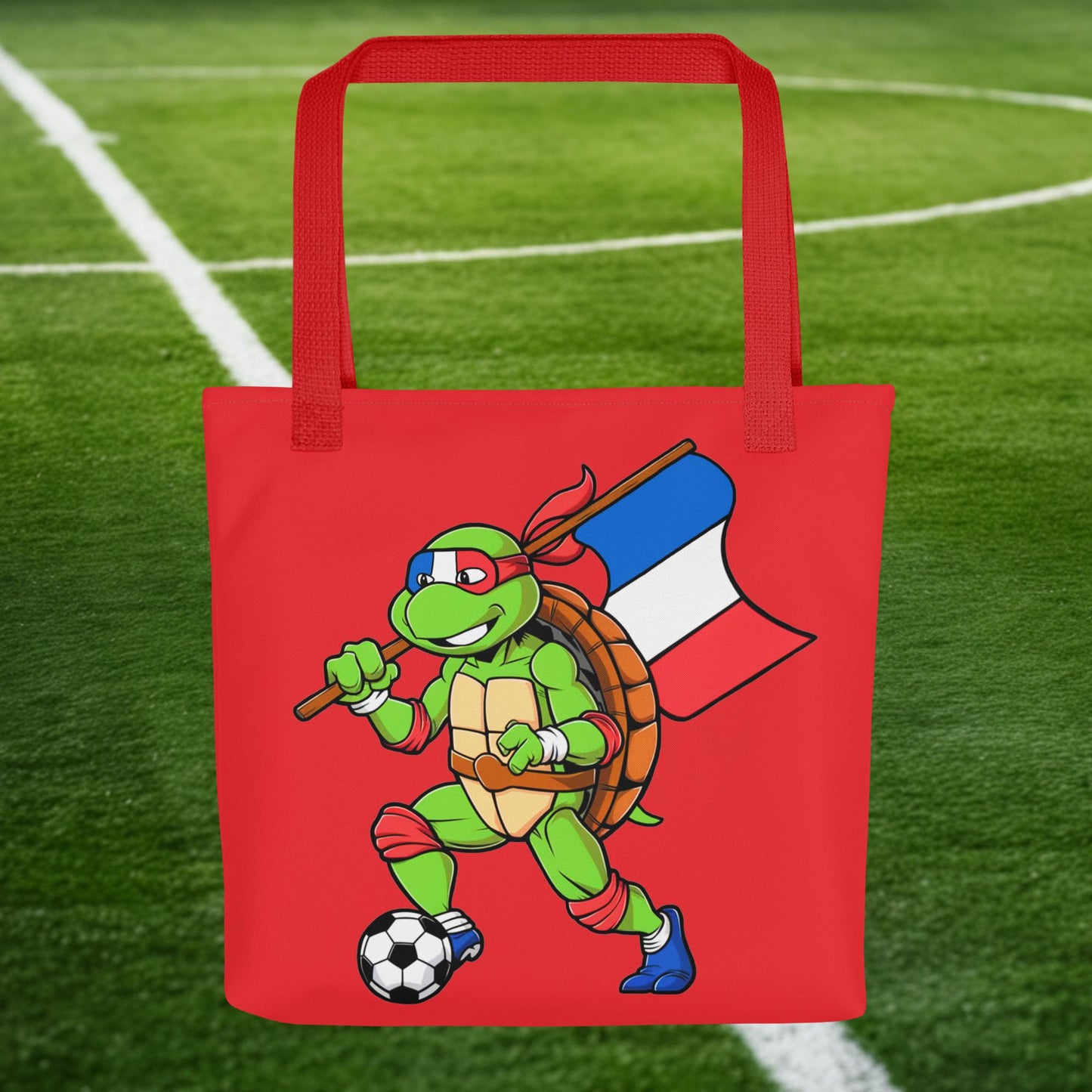 Kylian Mbappe Ninja Turtle Funny Soccer Euro 2024 France Football Tote bag Default Title Bags Football Kylian Mbappe Ninja Turtles Real Madrid Next Cult Brand