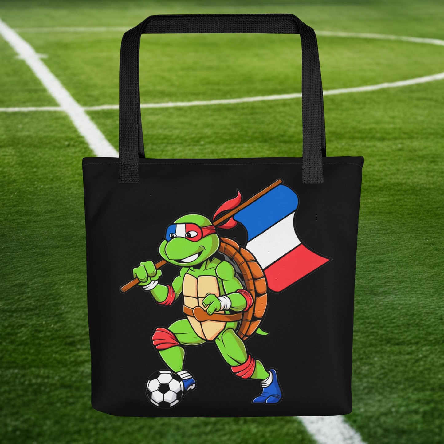 Kylian Mbappe Ninja Turtle Funny Soccer Euro 2024 France Football Tote bag Default Title Bags Football Kylian Mbappe Ninja Turtles Real Madrid Next Cult Brand