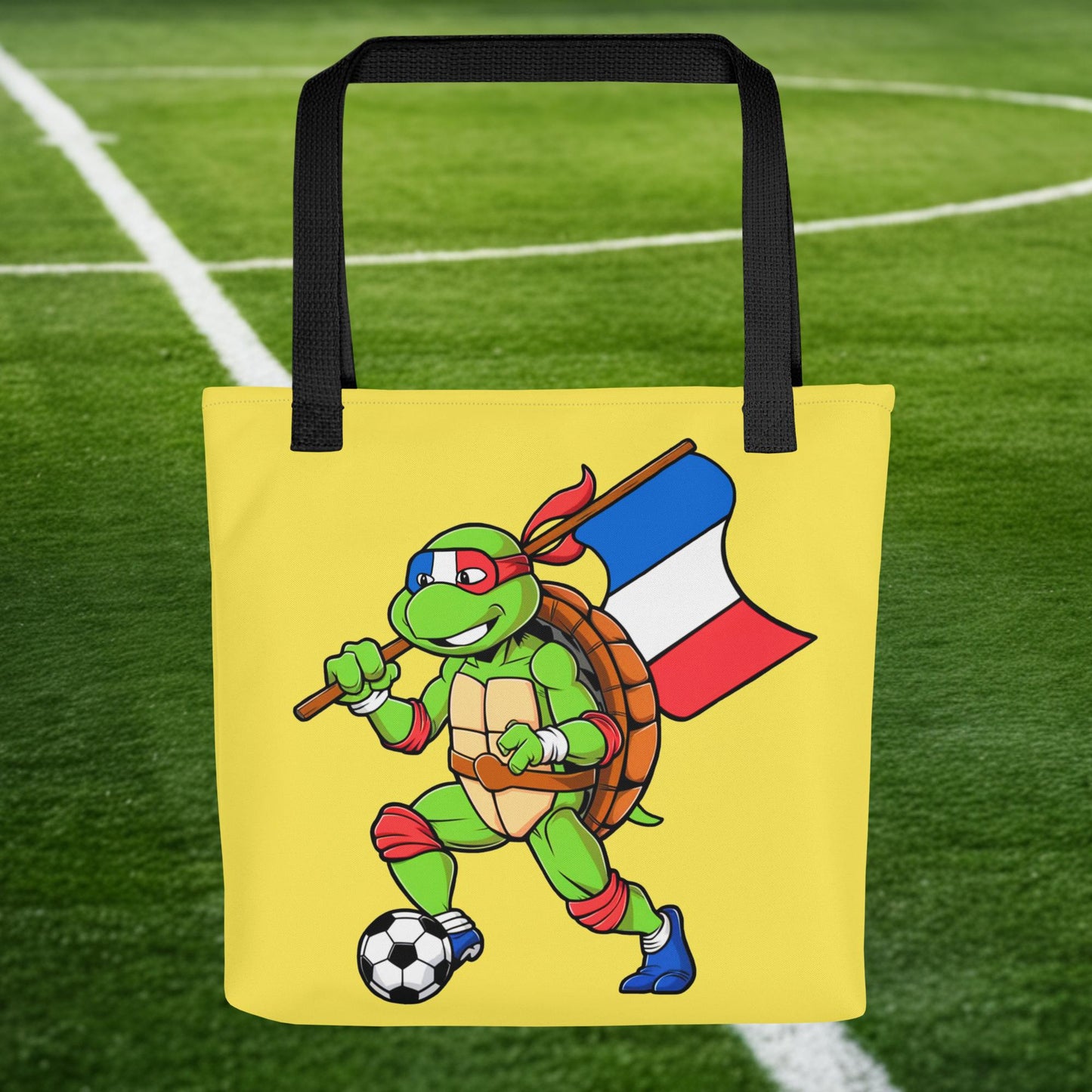 Kylian Mbappe Ninja Turtle Funny Soccer Euro 2024 France Football Tote bag Default Title Bags Football Kylian Mbappe Ninja Turtles Real Madrid Next Cult Brand