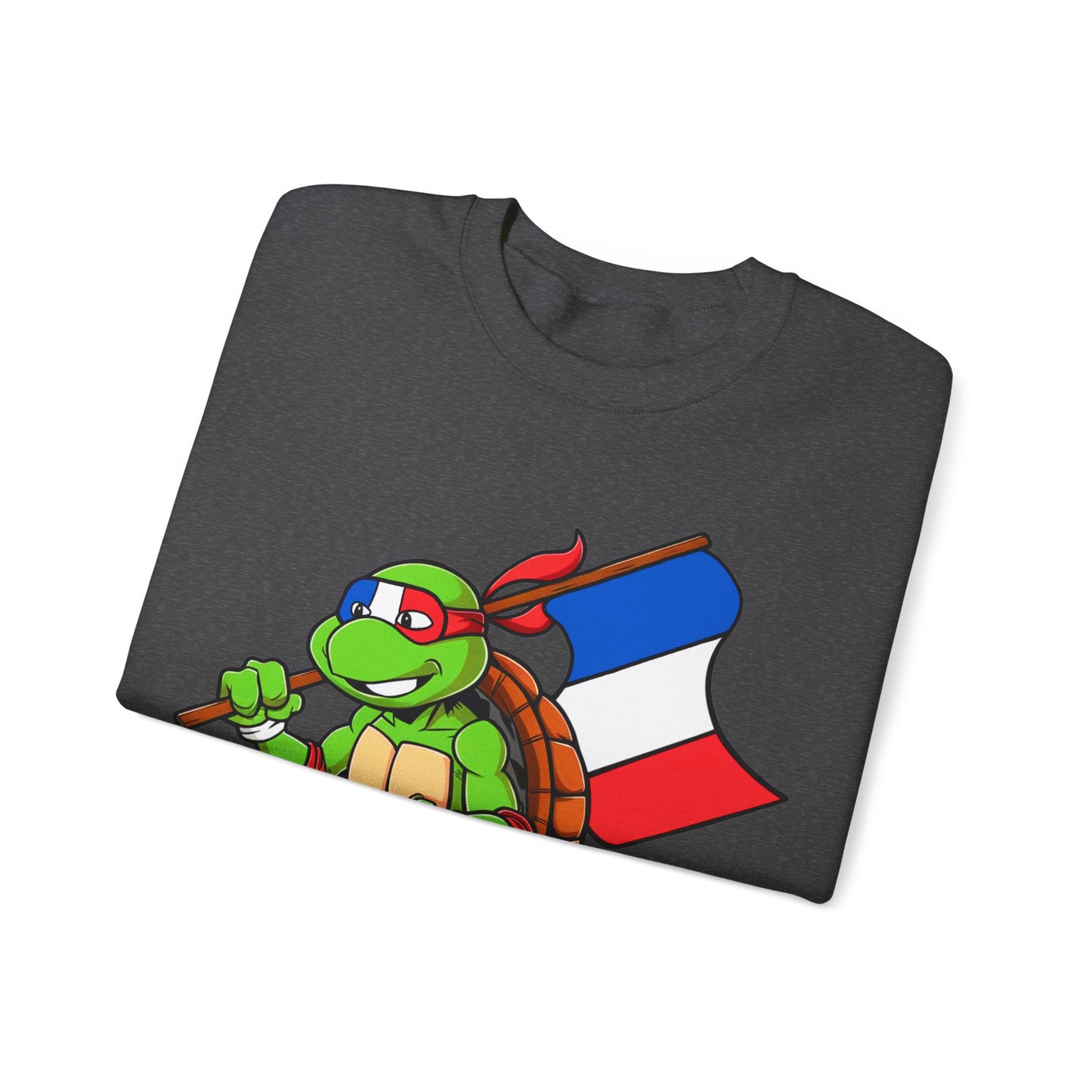 Kylian Mbappe Ninja Turtle Funny Soccer Euro 2024 France Football Unisex Heavy Blend Crewneck Sweatshirt Sweatshirts Football Kylian Mbappe Ninja Turtles Real Madrid Printify