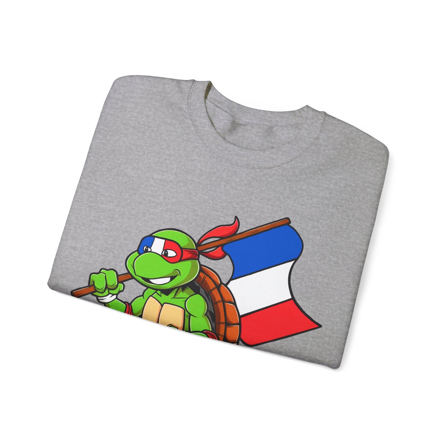 Kylian Mbappe Ninja Turtle Funny Soccer Euro 2024 France Football Unisex Heavy Blend Crewneck Sweatshirt Sweatshirts Football Kylian Mbappe Ninja Turtles Real Madrid Printify