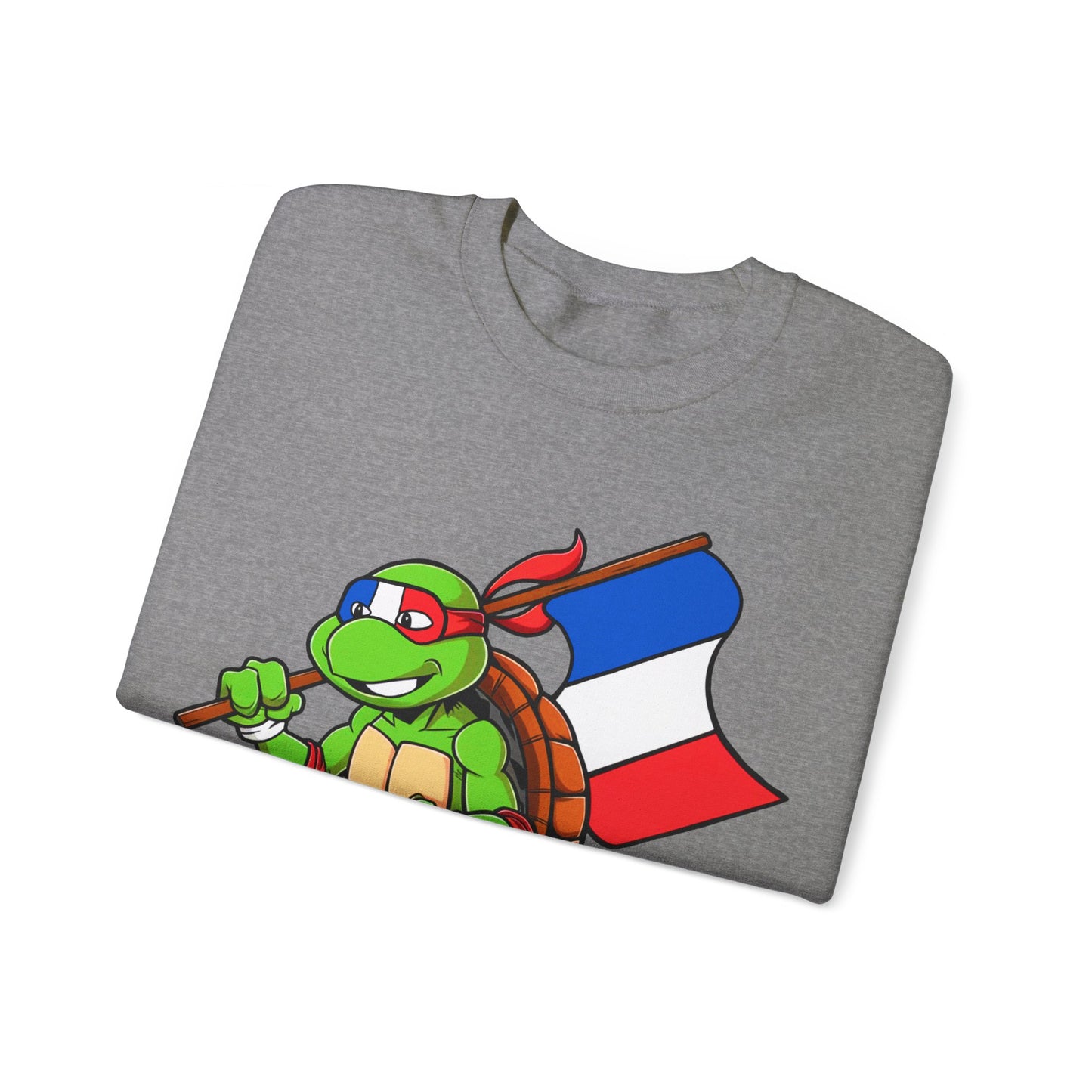 Kylian Mbappe Ninja Turtle Funny Soccer Euro 2024 France Football Unisex Heavy Blend Crewneck Sweatshirt Sweatshirts Football Kylian Mbappe Ninja Turtles Real Madrid Printify