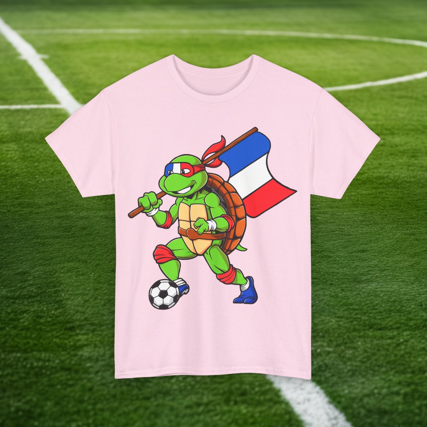Kylian Mbappe Ninja Turtle Funny Soccer Euro 2024 France Football Unisex Heavy Cotton Tee Light Pink T-shirts Football Kylian Mbappe Ninja Turtles Real Madrid Printify