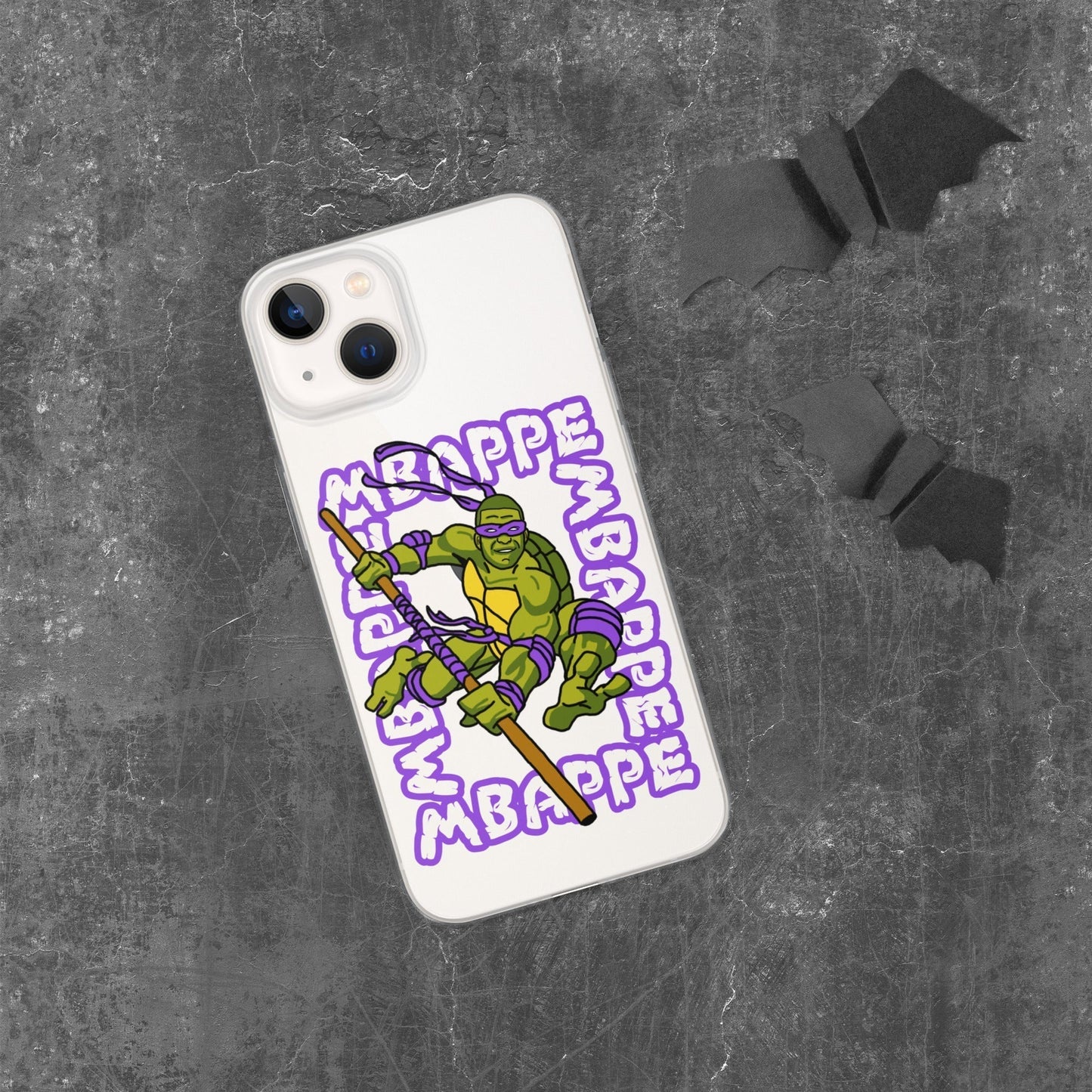Kylian Mbappe Purple Ninja Turtle Donatello Clear Case for iPhone® iPhone 13 Mobile Phone Cases Football Kylian Mbappe Ninja Turtles PSG Real Madrid Next Cult Brand