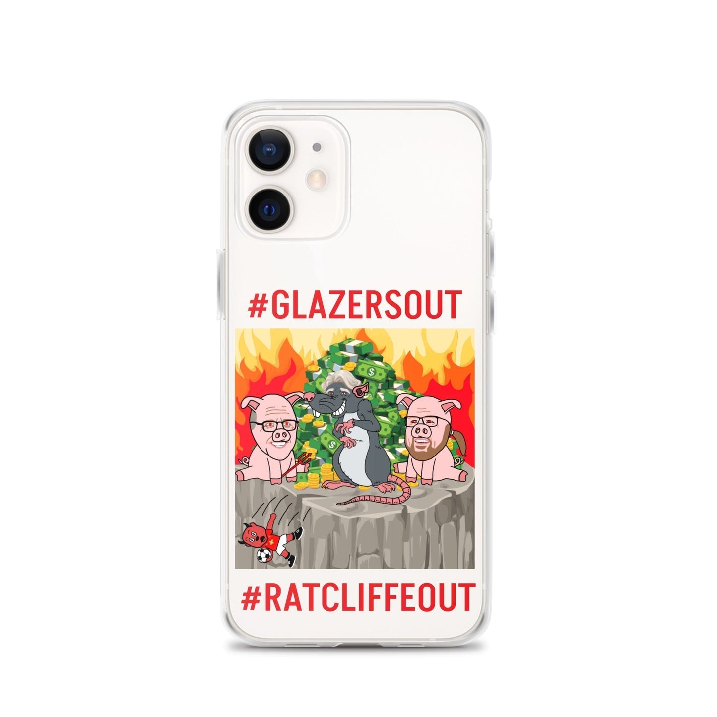 Manchester United Ratcliffe Out, Glazers Out Clear Case for iPhone® iPhone 12 Mobile Phone Cases Football GlazersOut Manchester United RatcliffeOut Next Cult Brand