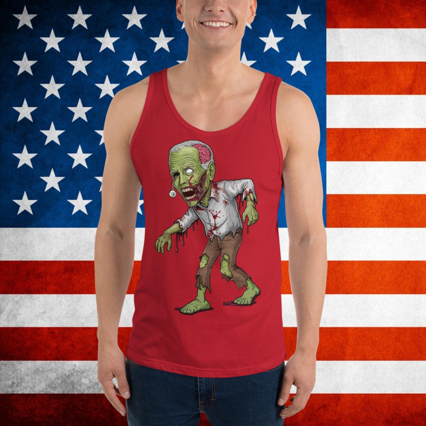 Men's Tank Top Red Tank Tops Joe Biden Politics TV Shows Walking Dead Zombie Next Cult Brand