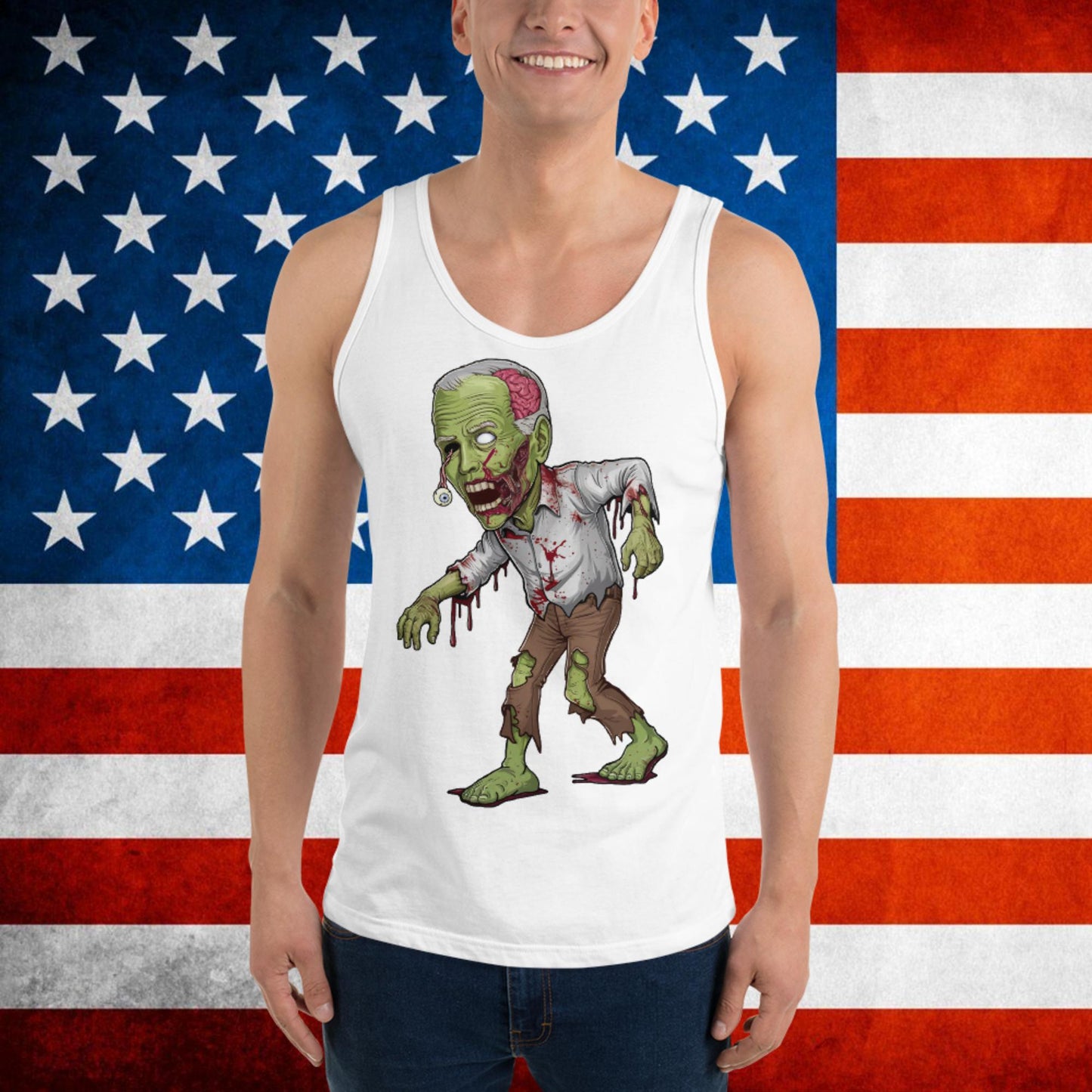 Men's Tank Top White Tank Tops Joe Biden Politics TV Shows Walking Dead Zombie Next Cult Brand