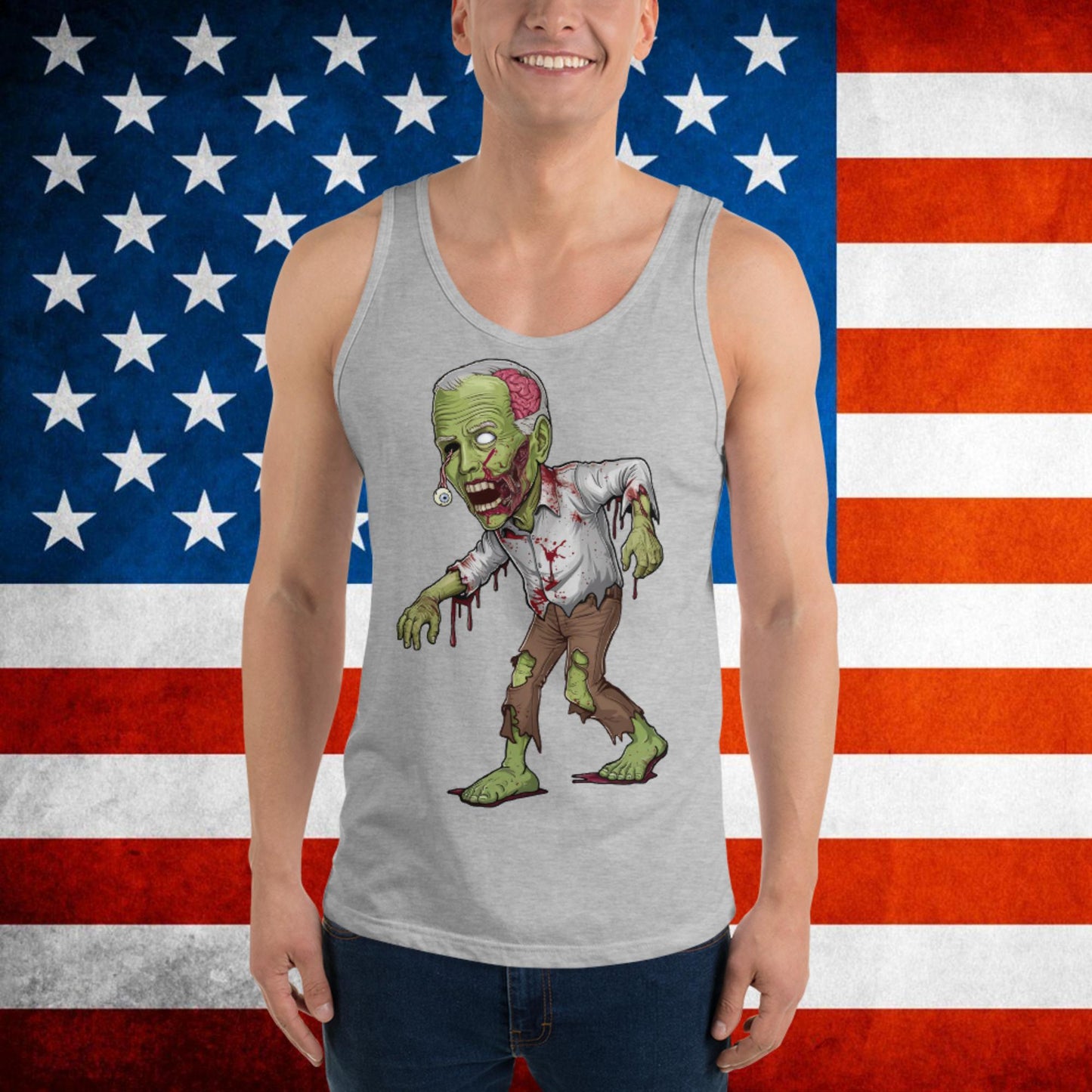 Men's Tank Top Athletic Heather Tank Tops Joe Biden Politics TV Shows Walking Dead Zombie Next Cult Brand