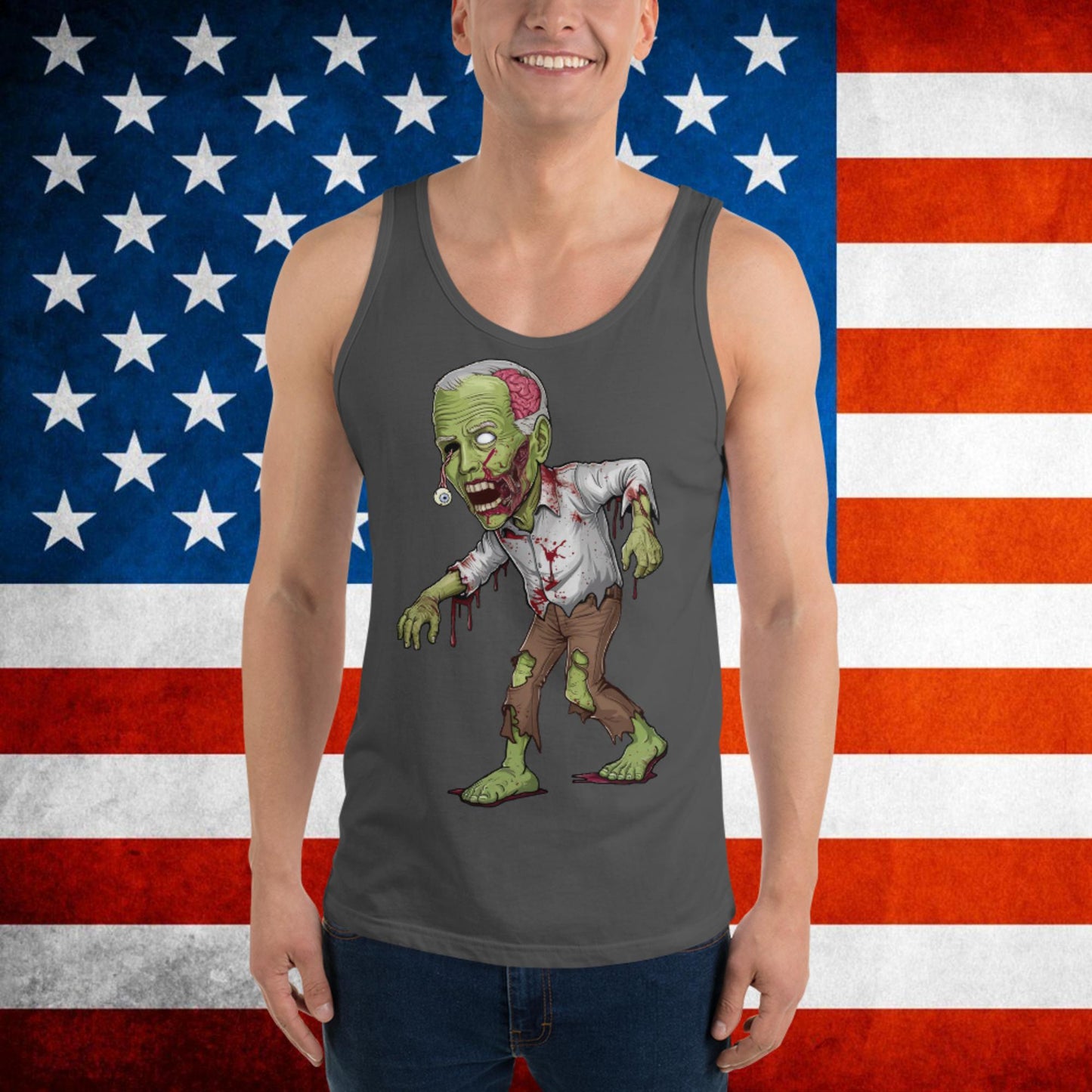 Men's Tank Top Asphalt Tank Tops Joe Biden Politics TV Shows Walking Dead Zombie Next Cult Brand