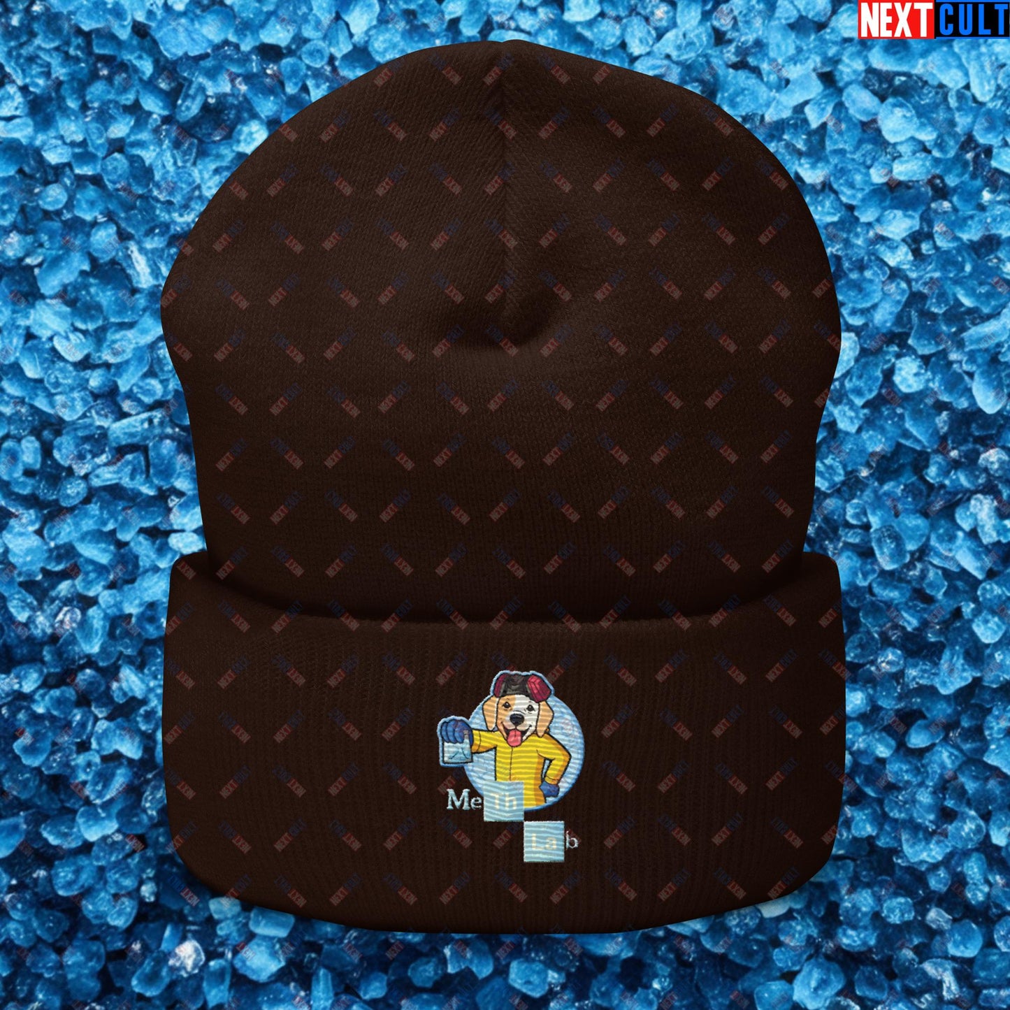 Meth Lab Breaking Bad Funny Labrador Retriever Dog Cuffed Beanie Brown Hats Breaking Bad Dogs TV Shows Next Cult Brand