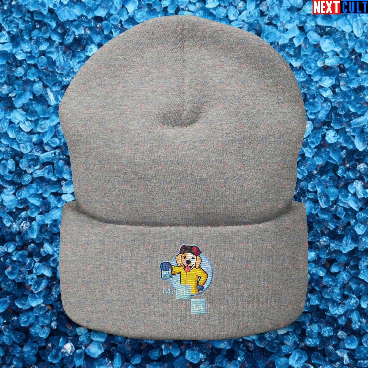 Meth Lab Breaking Bad Funny Labrador Retriever Dog Cuffed Beanie Heather Grey Hats Breaking Bad Dogs TV Shows Next Cult Brand