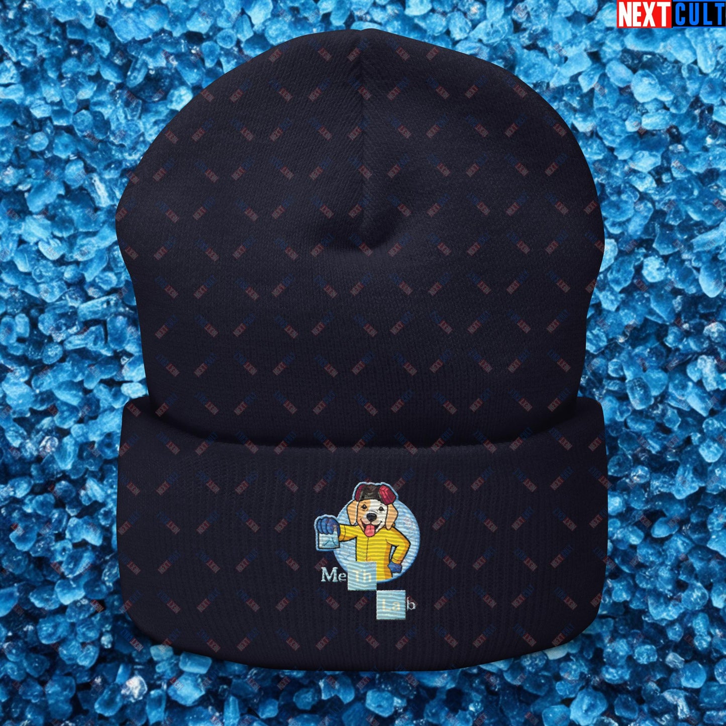 Meth Lab Breaking Bad Funny Labrador Retriever Dog Cuffed Beanie Navy Hats Breaking Bad Dogs TV Shows Next Cult Brand