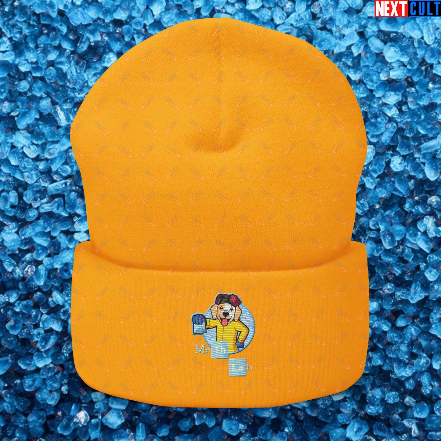 Meth Lab Breaking Bad Funny Labrador Retriever Dog Cuffed Beanie Gold Hats Breaking Bad Dogs TV Shows Next Cult Brand