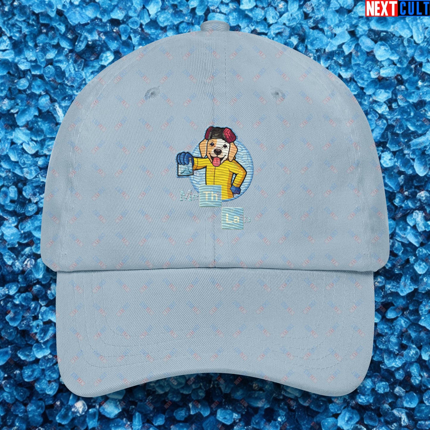 Meth Lab Breaking Bad Funny Labrador Retriever Dog Dad hat Light Blue Hats Breaking Bad Dogs TV Shows Next Cult Brand