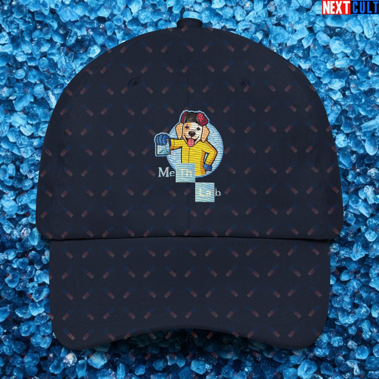 Meth Lab Breaking Bad Funny Labrador Retriever Dog Dad hat Navy Hats Breaking Bad Dogs TV Shows Next Cult Brand