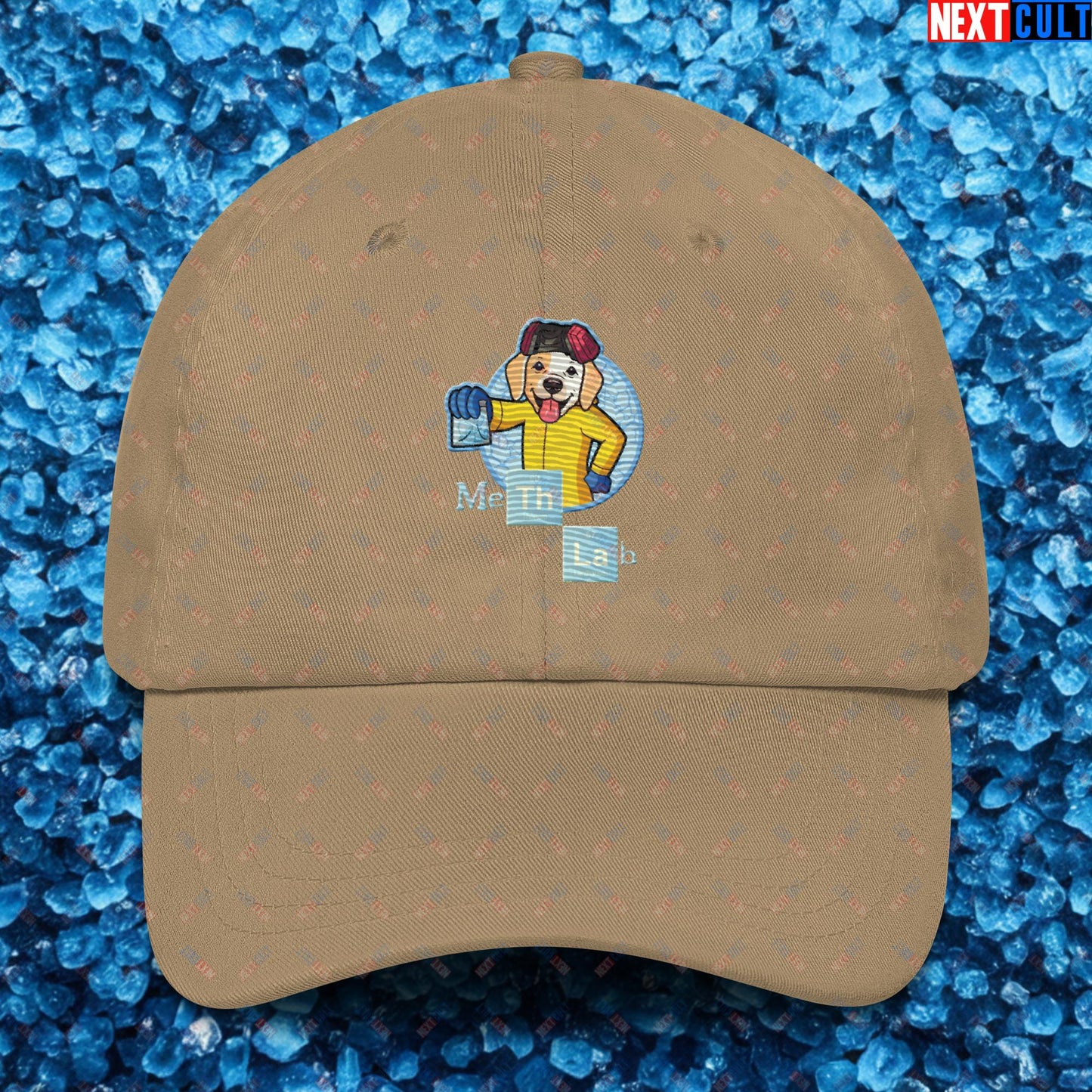 Meth Lab Breaking Bad Funny Labrador Retriever Dog Dad hat Khaki Hats Breaking Bad Dogs TV Shows Next Cult Brand