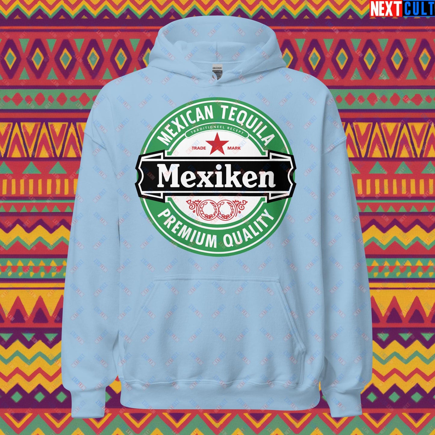 Mexiken Mexican Tequila Funny Heineken Beer Meme Unisex Hoodie Light Blue Hoodies Mexico Next Cult Brand