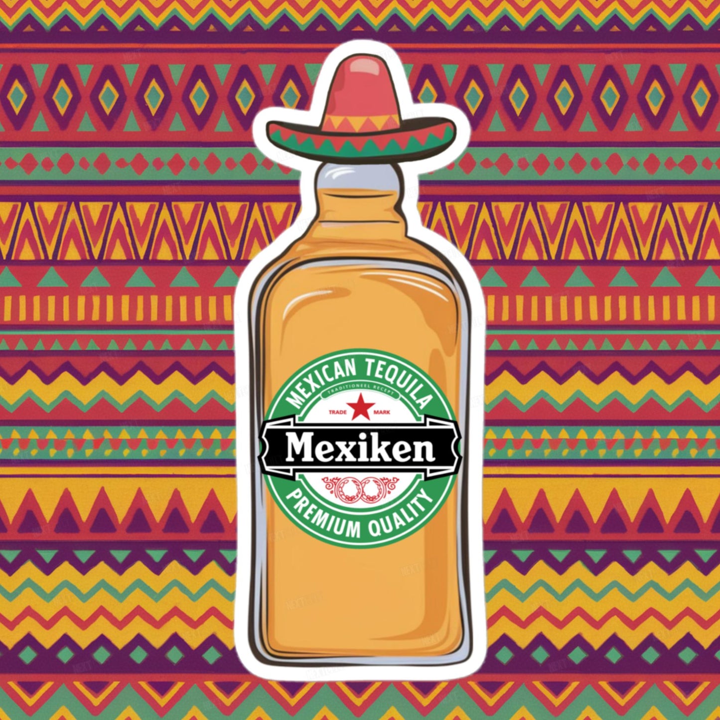Mexiken Mexican Tequila Funny Heineken Beer Parody Bubble-free stickers 5.5″×5.5″ Stickers Mexico Next Cult Brand