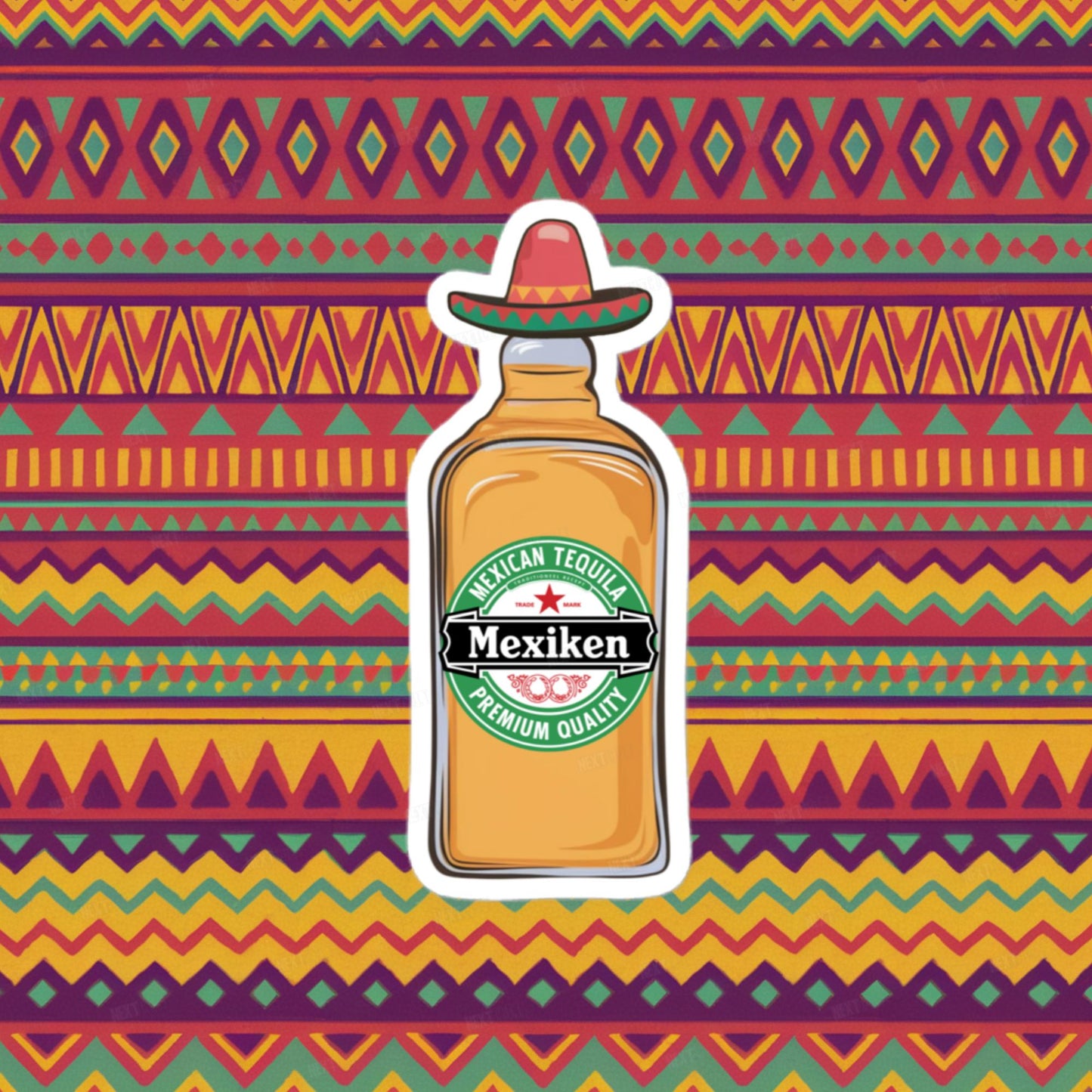 Mexiken Mexican Tequila Funny Heineken Beer Parody Bubble-free stickers 4″×4″ Stickers Mexico Next Cult Brand