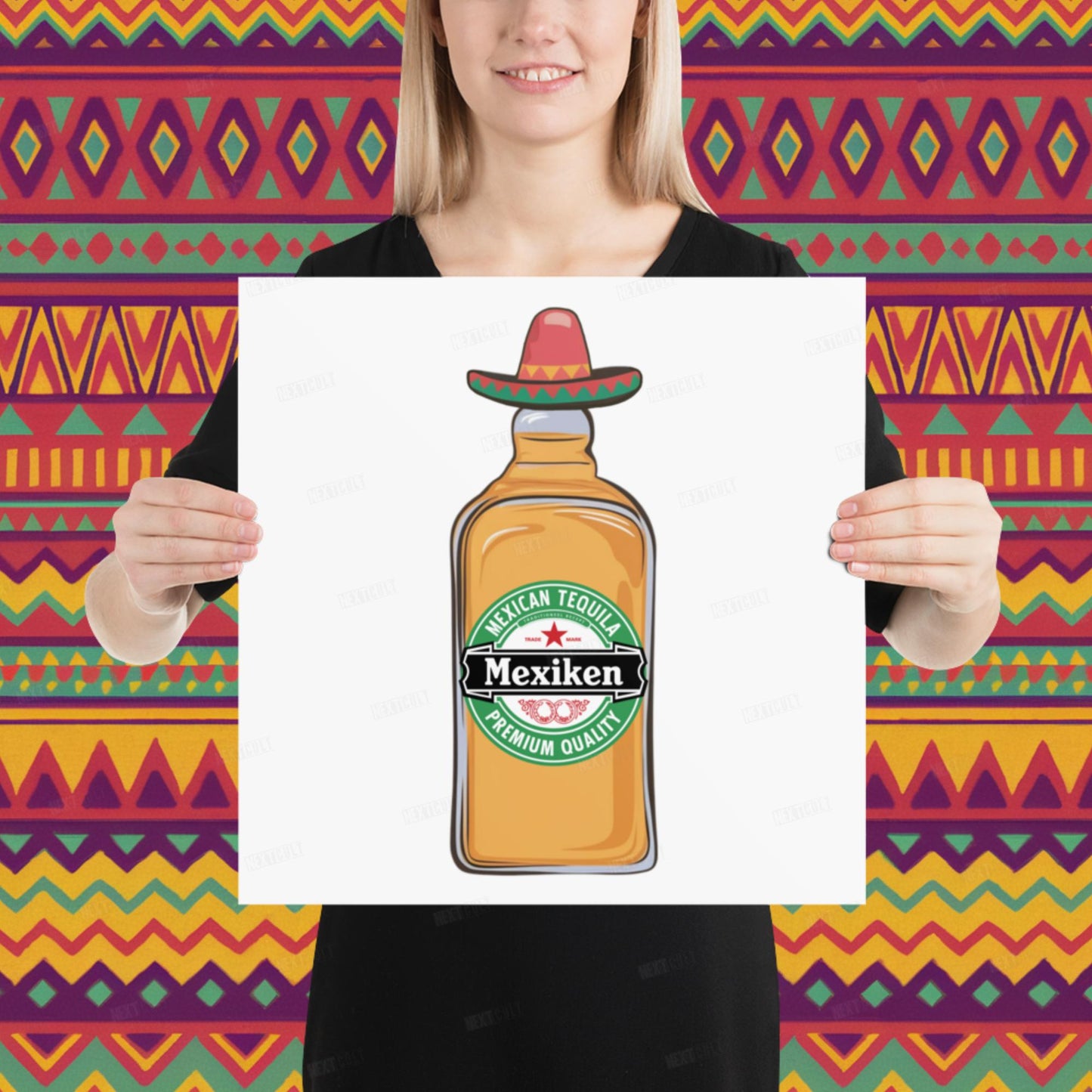 Mexiken Mexican Tequila Funny Heineken Beer Parody Poster 16″×16″ Posters Mexico Next Cult Brand