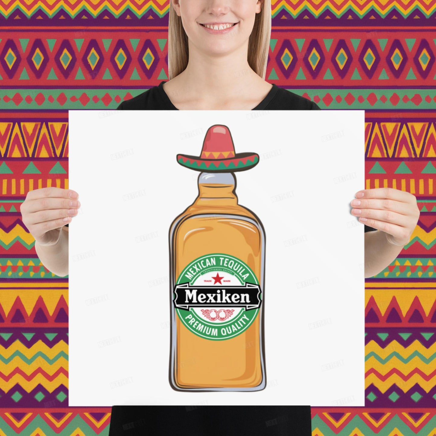 Mexiken Mexican Tequila Funny Heineken Beer Parody Poster 18″×18″ Posters Mexico Next Cult Brand