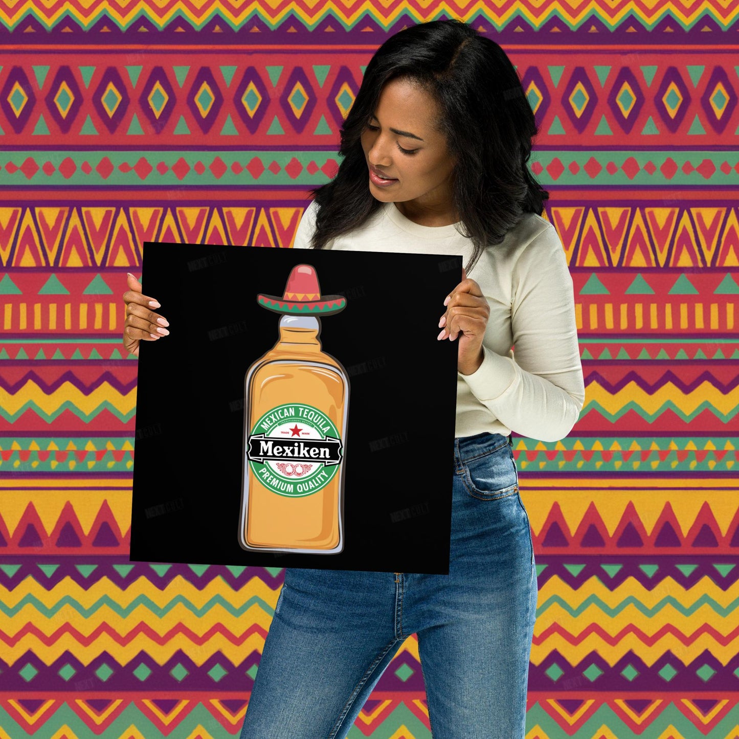 Mexiken Mexican Tequila Funny Heineken Beer Parody Poster 14″×14″ Posters Mexico Next Cult Brand